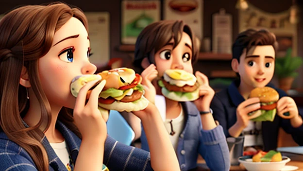 Eating hamburger