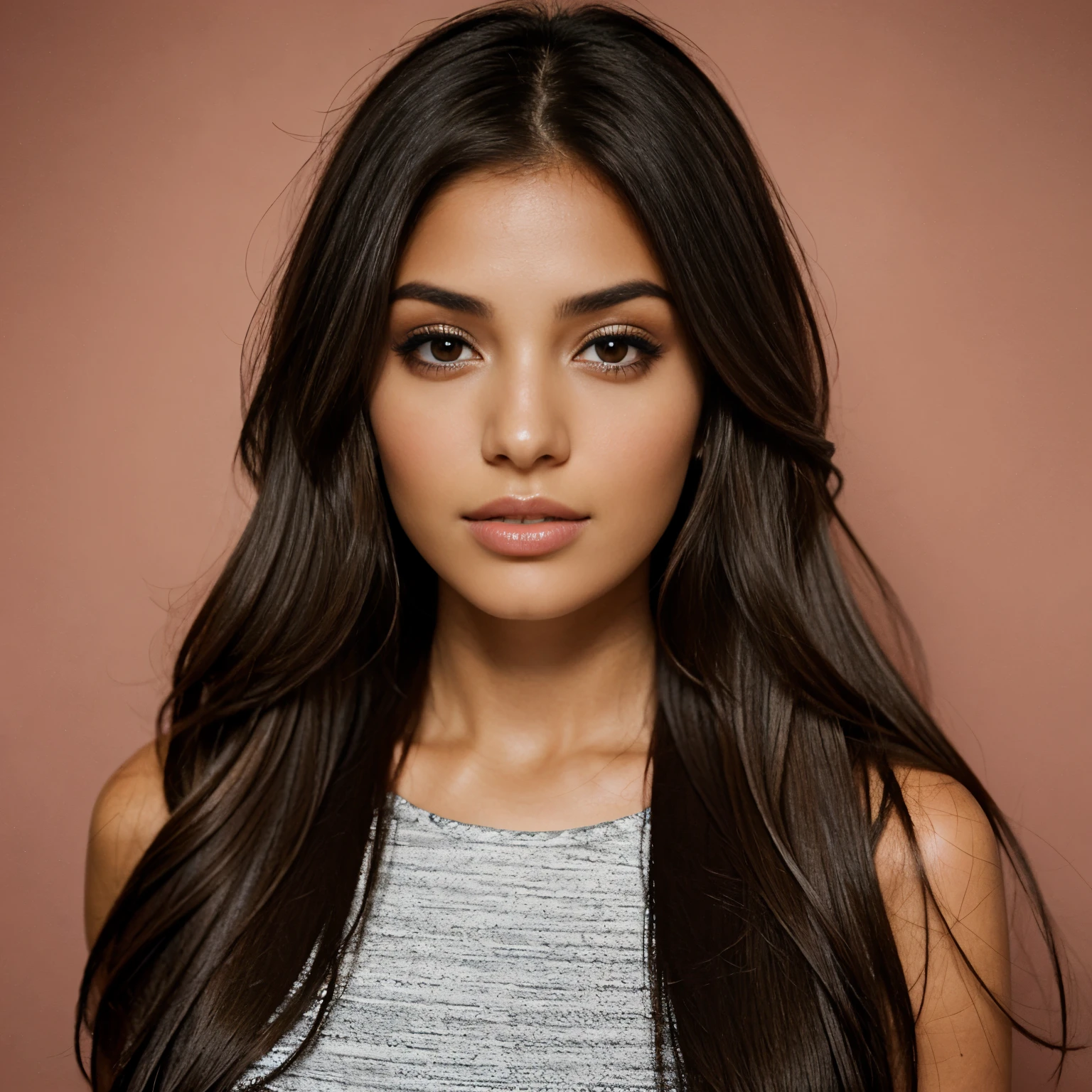 una mujer morena con el cabello amarrado en close up