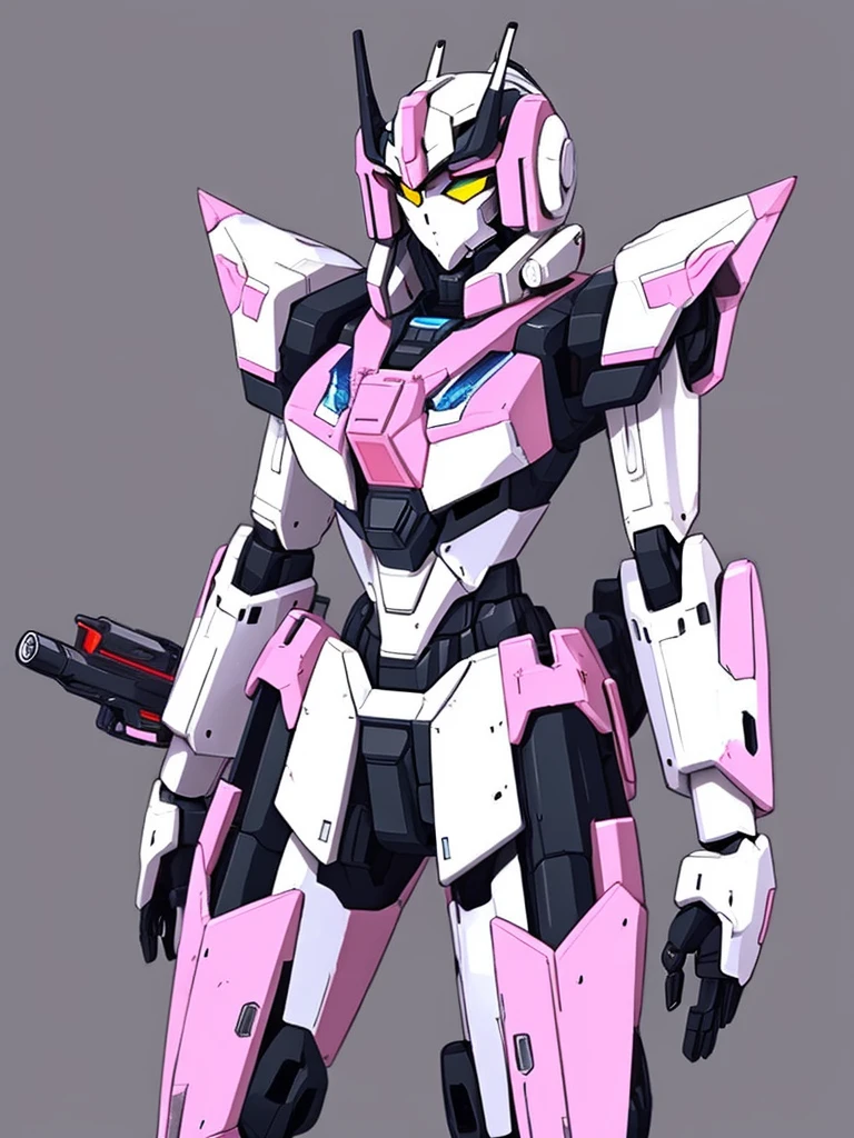 Drawing of a robot with a gun and a gun., Sleek pink armor, Modern Mecha Anime, Cool mecha style, Female Mecha, Armor Gundam, Mobilesuit, anime mech armor, # mecha, Mech Arasaka, EVA UNIT-00 on the back, anime manga android!! an anime girl, Anime mega robot mega robot, Gundam Style