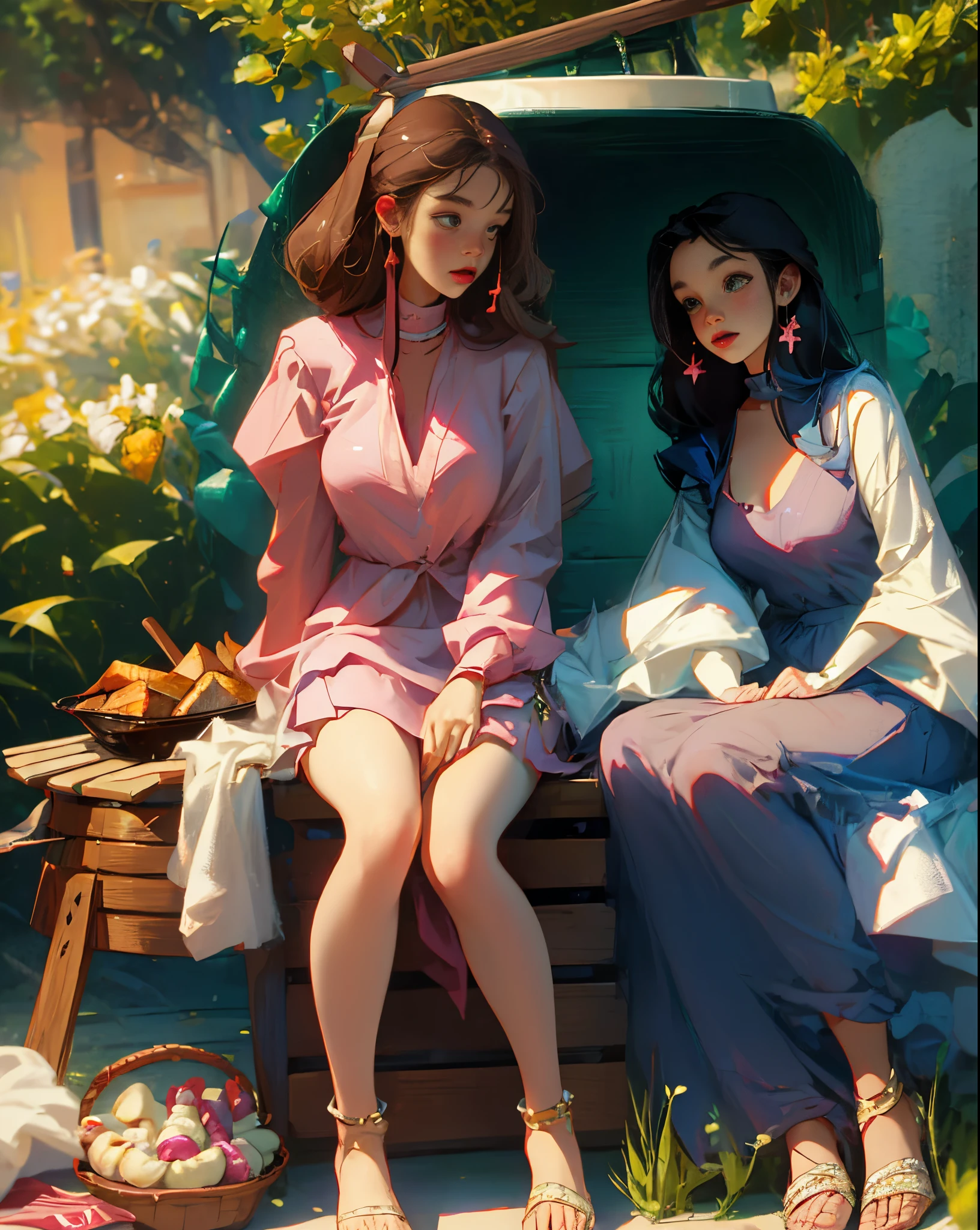 Disney Princesses at a Barbecue