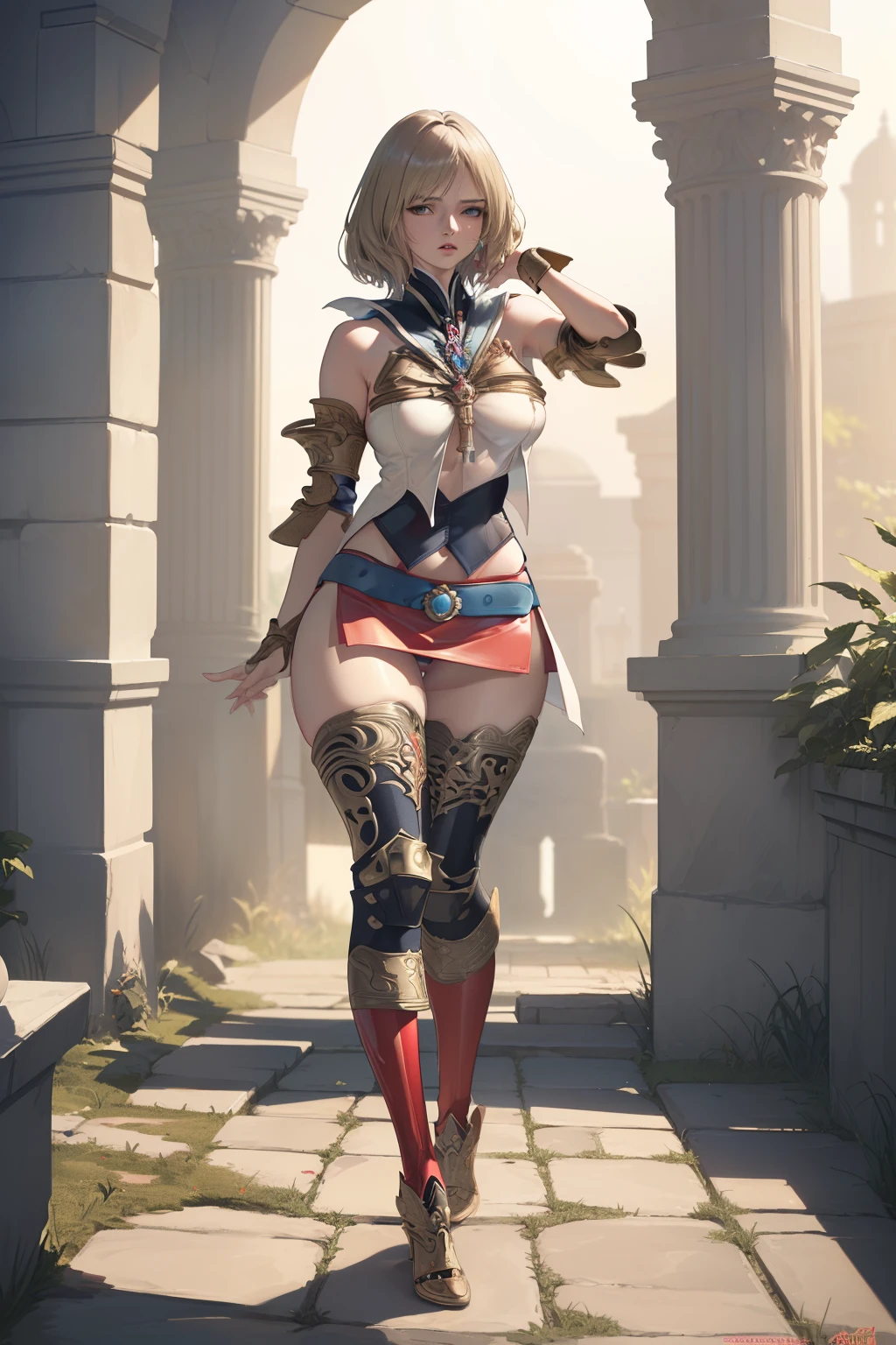 (the golden ratio,masutepiece, of the highest quality, Best Quality, Beautiful and aesthetic:1.2), ighly detailed, Colorful,highest details, (Adults,19,1girl in, Solo, Final Fantasy 12,Ashelia, shorth hair, short-hair,Ashelia Costume, Colossal tits, a miniskirt,thigh high boots, thighs thighs thighs thighs, jewely,Contemptuous look,Eyes like looking at garbage, her hand lifts her skirt.,Show me your panties,trying to trample on you