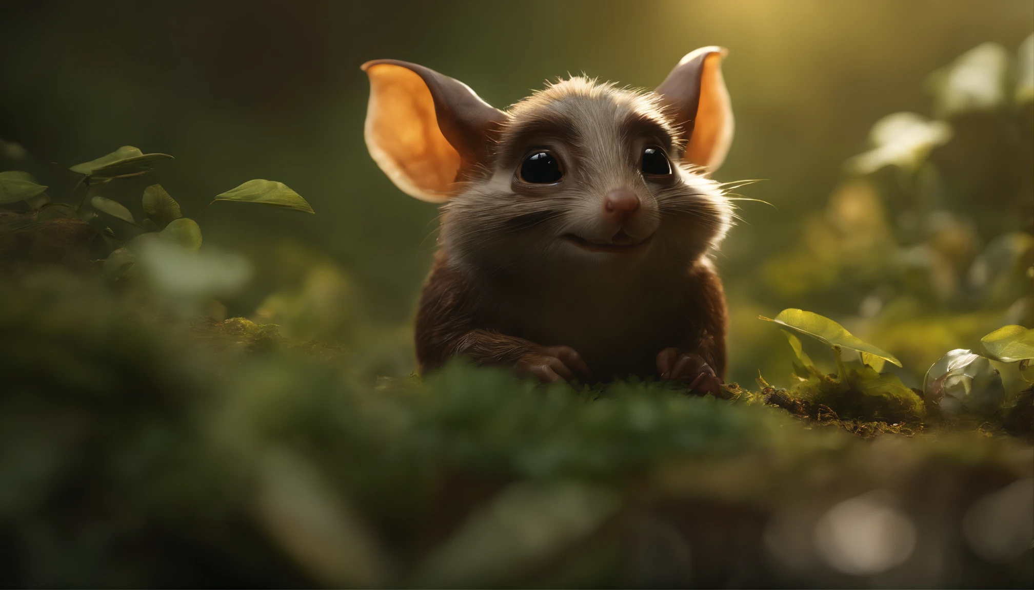 closeup angle of cute tiny little glowworms illuminating a bush, a detailed painting, cgsociety, detailed painting, artstation hd, high detail, cgsociety, photorealism, concept art, artstation hd, official art, bokeh ,(CBZBB:1.25), ((gremlin, taupe),Zhkute, Small, baby, Beautiful, Fantasy art, deviant art, trending artstation, Digital Art, Detailed, Realistic, humanoid, character, loves music, holding a huge acorn in his paws, tiny, Cinematic shot, cinematic portrait of a mole gremlin, cute character, holding an acorn in his paws, looks like a gremlin, large ears, elongated nose,,,,,,, 真实感, Realism, tmasterpiece, Brad Jongsan walks in the jungle (Night of the Fireflies), (higly detailed: 1 1), rough face, natural skin, tousled, five toes, hiquality, NSFW, pretty eyes, (Detailed face and eyes), (s face: 1 2), tumult, Complementary, real-photo, ........PSD, Lightweight Film Photography, sharp-focus, contrast lighting, Detail Skin, high resolution 8k, Crazy detailing, Realistic, professional photo of a, 8K UHD, dslr, soft light, hiquality, film grains, Fujifilm XT3
