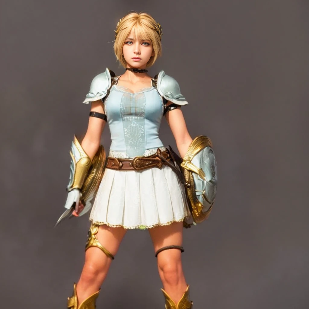 (best quality,ultra-detalhado),(Realistic:1.37), "Sophitia", Rosto bonito e detalhado, maquiagem preta nos olhos, expression serious, textura ultra realista, rosto delicado, Fit physique, usando batom e brilho labial