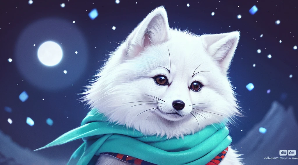 style-nebmagic, portrait of İsmail İnceoğlu, Gazelli, James Jean, Anton Fadeev and Yoshitaka Amano, fluffy cute arctic fox in a Style-SylvaMagic scarf in the snow, Very detailed, 8K resolution, Digital Art, Trending on ArtStation, bright colours, Chibi style, Masterpiece, Charming, Friendly, pretty;
