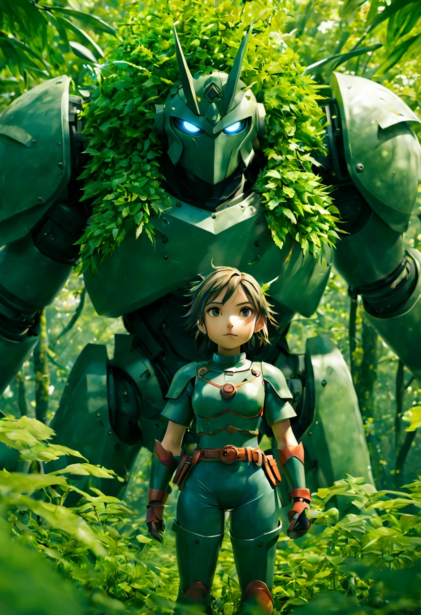 (Plant Girl:1.4), hero, Plant armour, nature, studio ghibli art, (best composition), ultra-wide-angle, octane render, enhance, intricate, (best quality, masterpiece, Representative work, official art, Professional, unity 8k wallpaper:1.3)