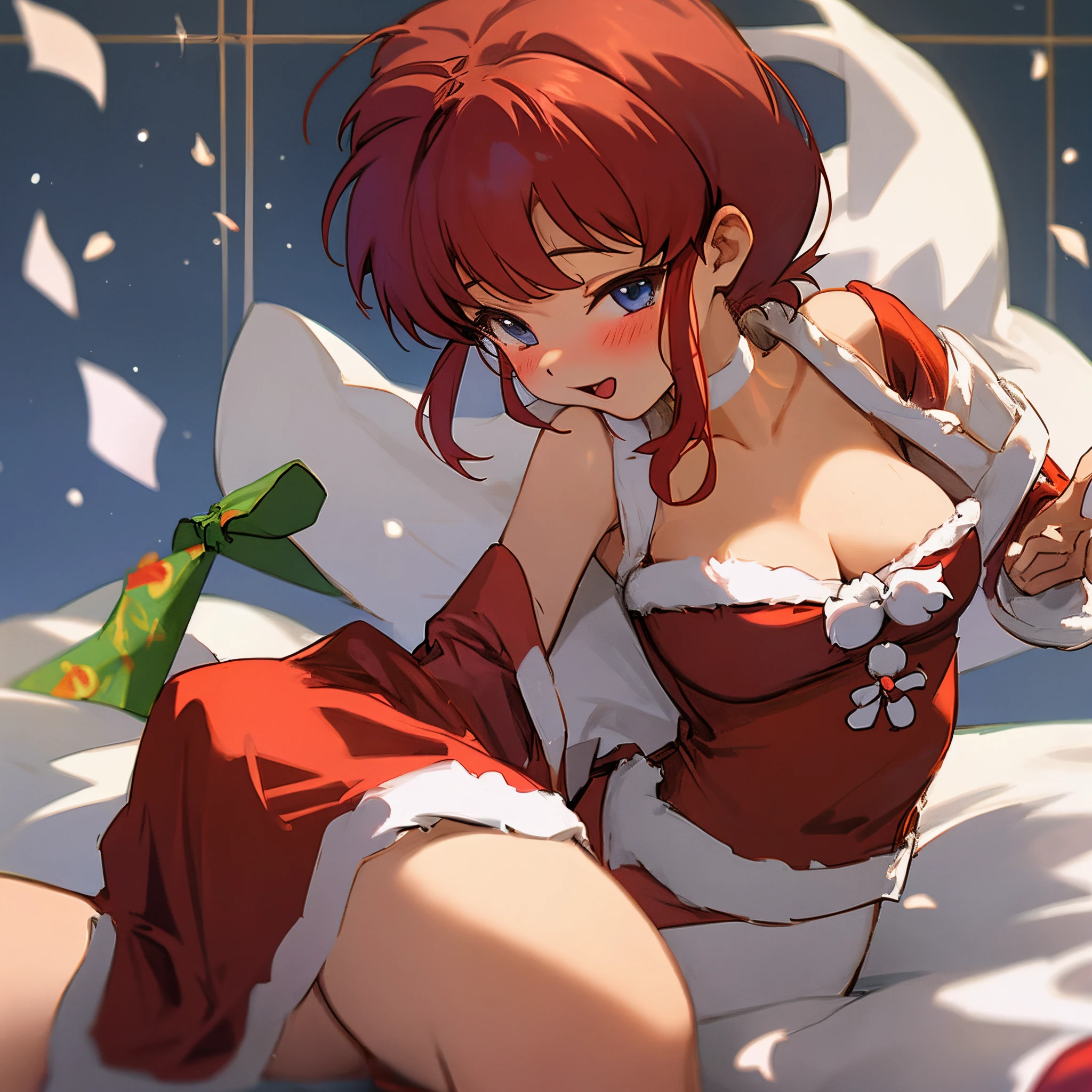 Girl Ranma saotome in a sexy Santa girl outfit