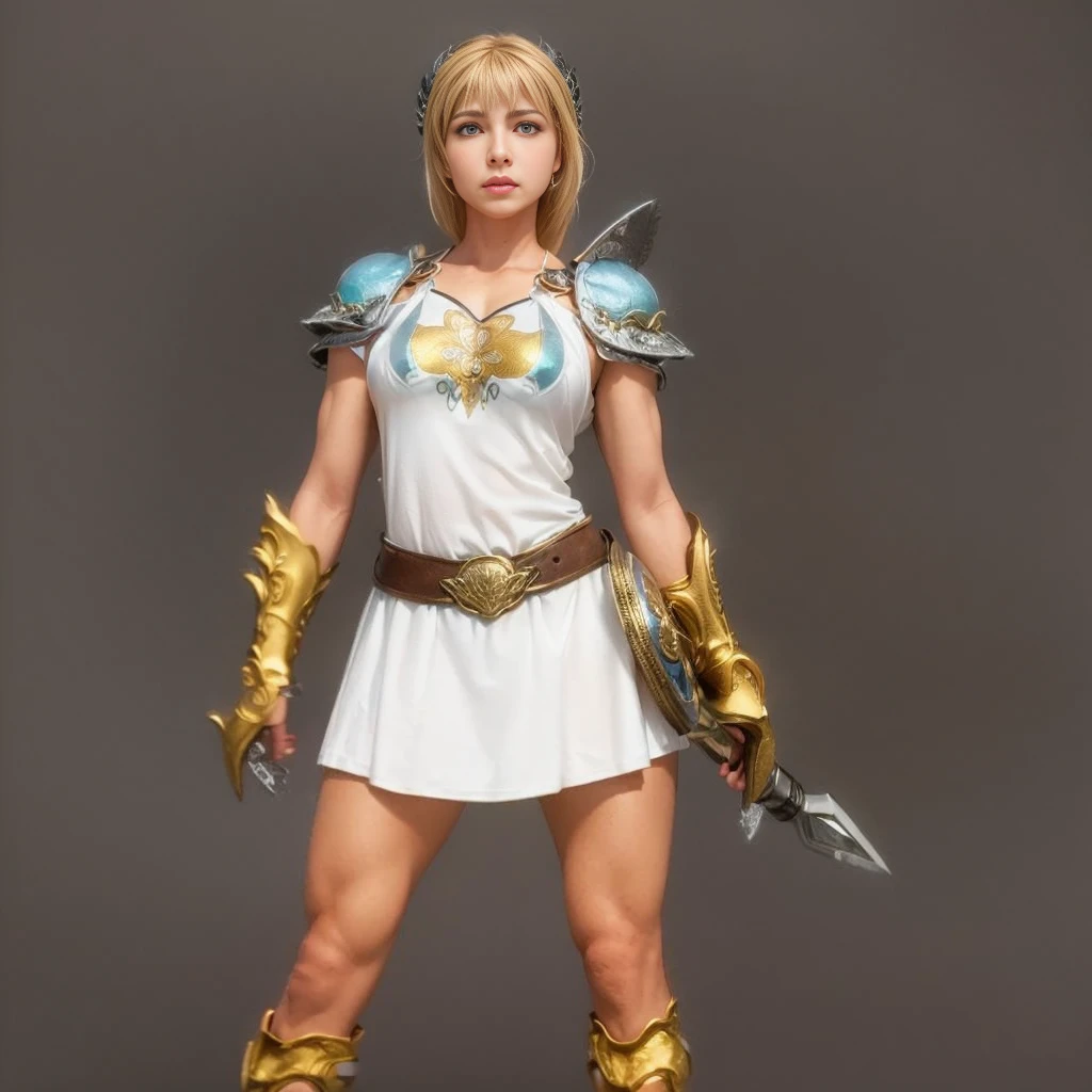 (best quality,ultra-detalhado),(Realistic:1.37), "Sophitia", Rosto bonito e detalhado, maquiagem preta nos olhos, expression serious, textura ultra realista, rosto delicado, Fit physique, usando batom e brilho labial