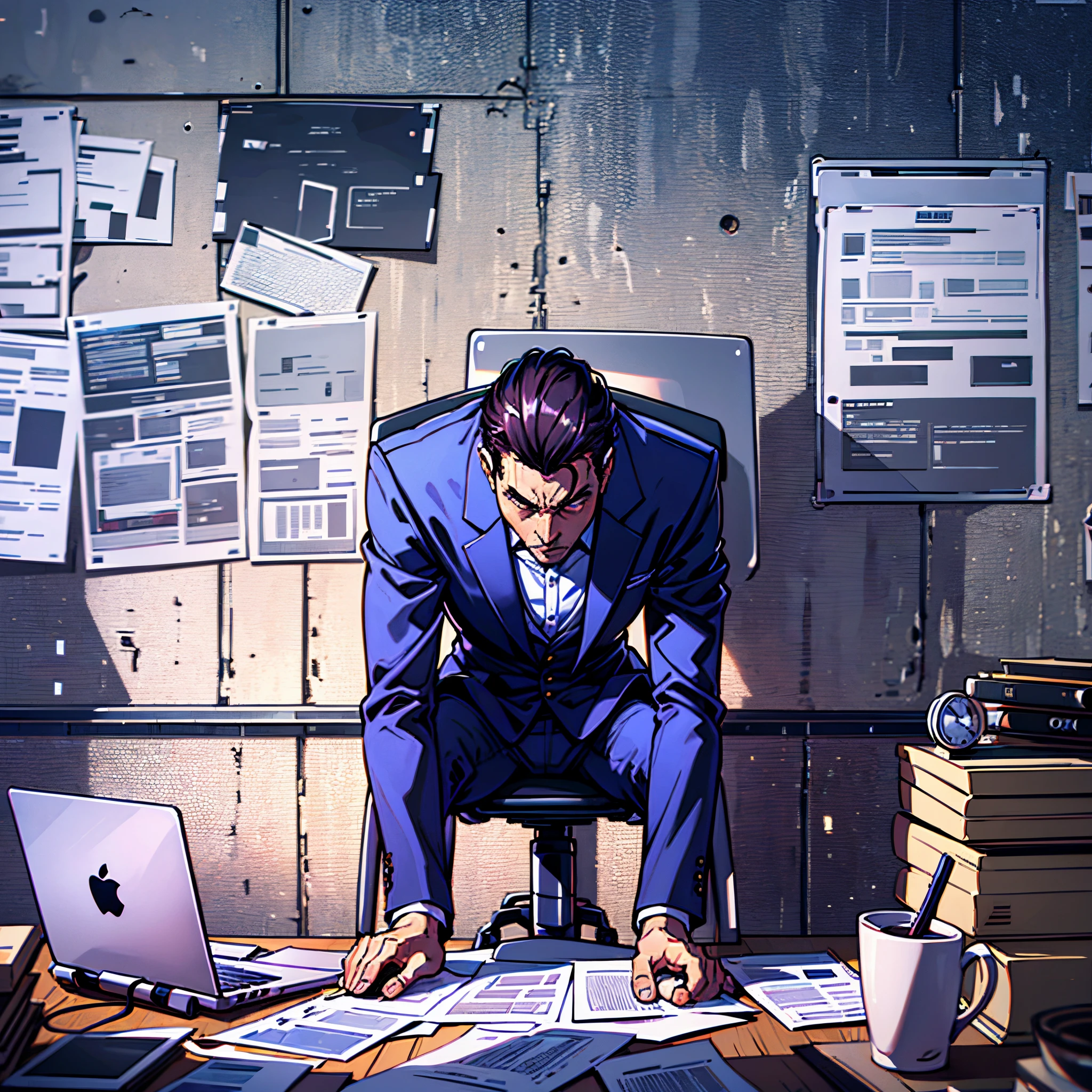 A man in a suit is facing a laptop, feeling worried and uncertain about how to make a choice. Behind him are two large headline texts, "OEM" and "ODM." --auto --s2