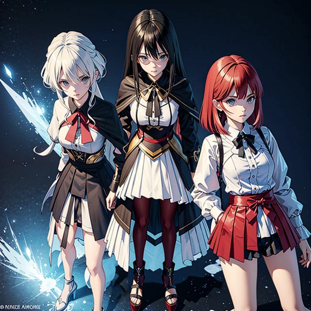 personagens de anime vestidos em preto e branco posando para uma foto, VRCabord, anime estilo 3d, e-menina, E - Menina, estilo anime ecchi, Estilo Ecchi, anime estilizado, pixiv 3dcg |, anime estilizado, estilo anime. 8k, usando roupas e armaduras, Anime 3D, Anime 3D, estilo anime