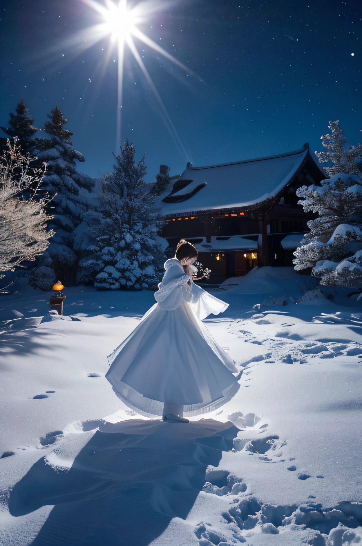 Snowflakes dance like flowers，Pianpianqiankun。covered in silver，The world is lonely。Fine snow，Picturesque，The years are quiet，dream-state