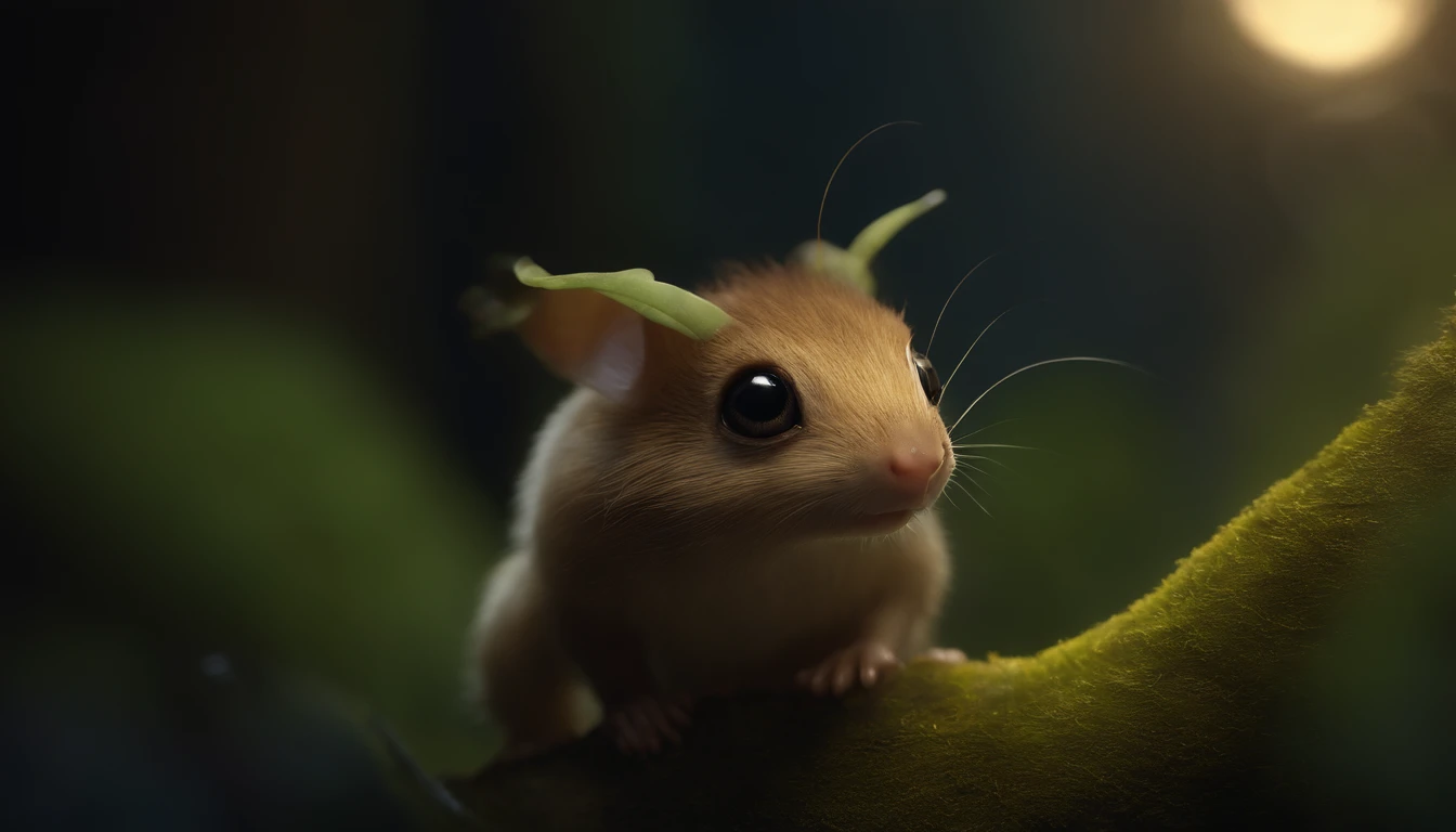 closeup angle of cute tiny little glowworms illuminating a bush, a detailed painting, cgsociety, detailed painting, artstation hd, high detail, cgsociety, photorealism, concept art, artstation hd, official art, bokeh ,(CBZBB:1.25), ((gremlin, taupe),Zhkute, Small, baby, Beautiful, Fantasy art, deviant art, trending artstation, Digital Art, Detailed, Realistic, humanoid, character, loves music, holding a huge acorn in his paws, tiny, Cinematic shot, cinematic portrait of a mole gremlin, cute character, holding an acorn in his paws, looks like a gremlin, large ears, elongated nose,,,,,, 真实感, Realism, tmasterpiece, Brad Jongsan walks in the jungle (Night of the Fireflies), (higly detailed: 1 1), rough face, natural skin, shaggy, five toes on paws, hiquality, NSFW, pretty eyes, (Detailed face and eyes), (s face: 1 2), tumult, Complementary, real-photo, .......PSD, Lightweight Film Photography, sharp-focus, contrast lighting, Detail Skin, high resolution 8k, Crazy detailing, Realistic, professional photo of a, 8K UHD, dslr, soft light, hiquality, film grains, Fujifilm XT3