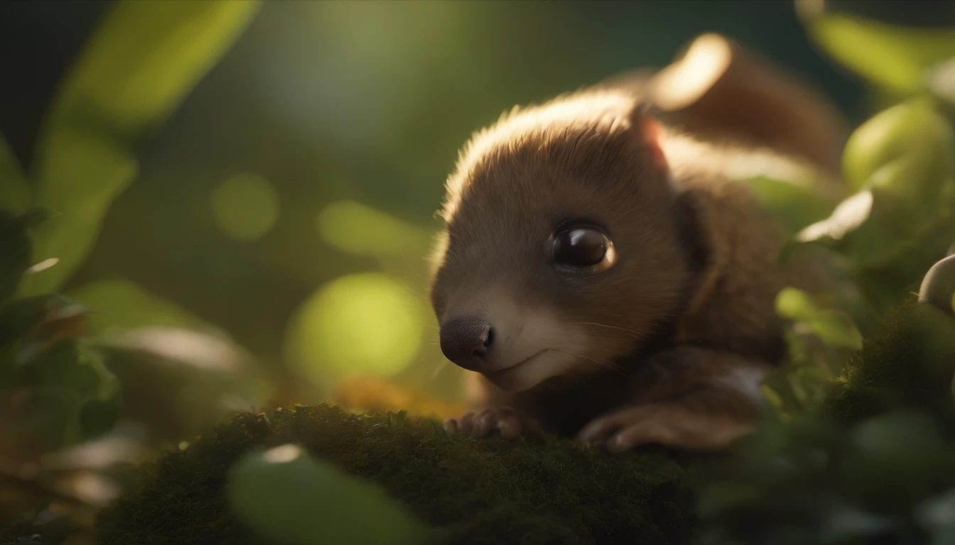 closeup angle of cute tiny little glowworms illuminating a bush, a detailed painting, cgsociety, detailed painting, artstation hd, high detail, cgsociety, photorealism, concept art, artstation hd, official art, bokeh ,(CBZBB:1.25), ((gremlin, taupe),Zhkute, Small, baby, Beautiful, Fantasy art, deviant art, trending artstation, Digital Art, Detailed, Realistic, humanoid, character, loves music, holding a huge acorn in his paws, tiny, Cinematic shot, cinematic portrait of a mole gremlin, cute character, holding an acorn in his paws, looks like a gremlin, large ears, elongated nose,,,,,, 真实感, Realism, tmasterpiece, Brad Jongsan walks in the jungle (Night of the Fireflies), (higly detailed: 1 1), rough face, natural skin, shaggy, five toes on paws, hiquality, NSFW, pretty eyes, (Detailed face and eyes), (s face: 1 2), tumult, Complementary, real-photo, .......PSD, Lightweight Film Photography, sharp-focus, contrast lighting, Detail Skin, high resolution 8k, Crazy detailing, Realistic, professional photo of a, 8K UHD, dslr, soft light, hiquality, film grains, Fujifilm XT3
