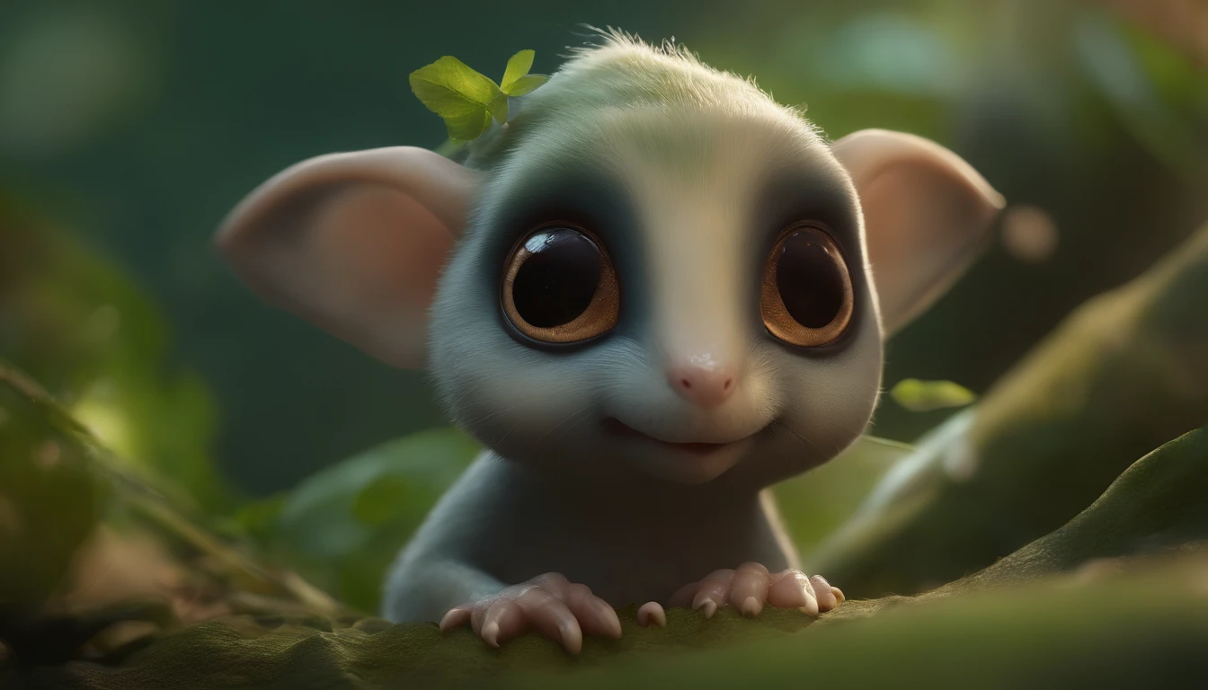 closeup angle of cute tiny little glowworms illuminating a bush, a detailed painting, cgsociety, detailed painting, artstation hd, high detail, cgsociety, photorealism, concept art, artstation hd, official art, bokeh ,(CBZBB:1.25), ((gremlin, taupe),Zhkute, Small, baby, Beautiful, Fantasy art, deviant art, trending artstation, Digital Art, Detailed, Realistic, humanoid, character, loves music, holding a huge acorn in his paws, tiny, Cinematic shot, cinematic portrait of a mole gremlin, cute character, holding an acorn in his paws, looks like a gremlin, large ears, elongated nose,,,,,,, 真实感, Realism, tmasterpiece, Brad Jongsan walks in the jungle (Night of the Fireflies), (higly detailed: 1 1), rough face, natural skin, tousled, five toes, hiquality, NSFW, pretty eyes, (Detailed face and eyes), (s face: 1 2), tumult, Complementary, real-photo, ........PSD, Lightweight Film Photography, sharp-focus, contrast lighting, Detail Skin, high resolution 8k, Crazy detailing, Realistic, professional photo of a, 8K UHD, dslr, soft light, hiquality, film grains, Fujifilm XT3