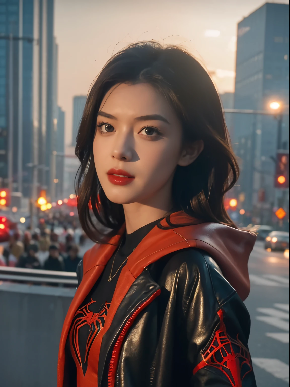 Spider-Woman - Spider-Man and Spider-Man in Dark City, Spider-verse art style, Enter the Spider-Verse, Spider-Man Universe, into the spider verse, Futuristic style Spider-Man, Thousands of morals!!!, 3840 x 2160, 3840x2160, Thousands of morals, headquarters 4k wallpaper, Render with sfm, Ultra-detailed rendering