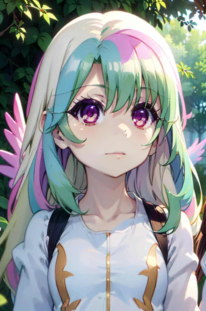 Great quality ++ High resolution extremely detailed, very aesthetic, expressive eyes, (((Perfect face))), (((Symmetrical face))), ((Good anatomy)), (((Perfect hands))), (((8k))), UHD, HD wallpaper, (((high quality))), Ultra detailed, (((1girl))), ((((fullbody)))), (((MLP))), (((princess celestia))), ((human form)), (((princess celestia humanized))), Celestia, celestia from my little pony, celestia in the form of a milf, long wavy hair, pink eyes, lush breast, greek columns, outside, beautiful majestic forest, vine leafs surrounding the columns, bush of flowers everywhere, wearing prisma illya outfit, knee high boot, white angelic wings, white pony ears, clear sky, bright sunny day, lily pads, heavenly forest,
