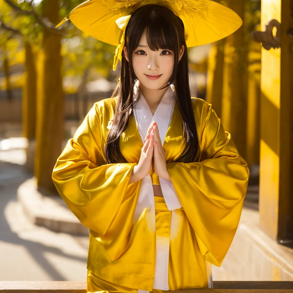 Shrine maiden in golden costume