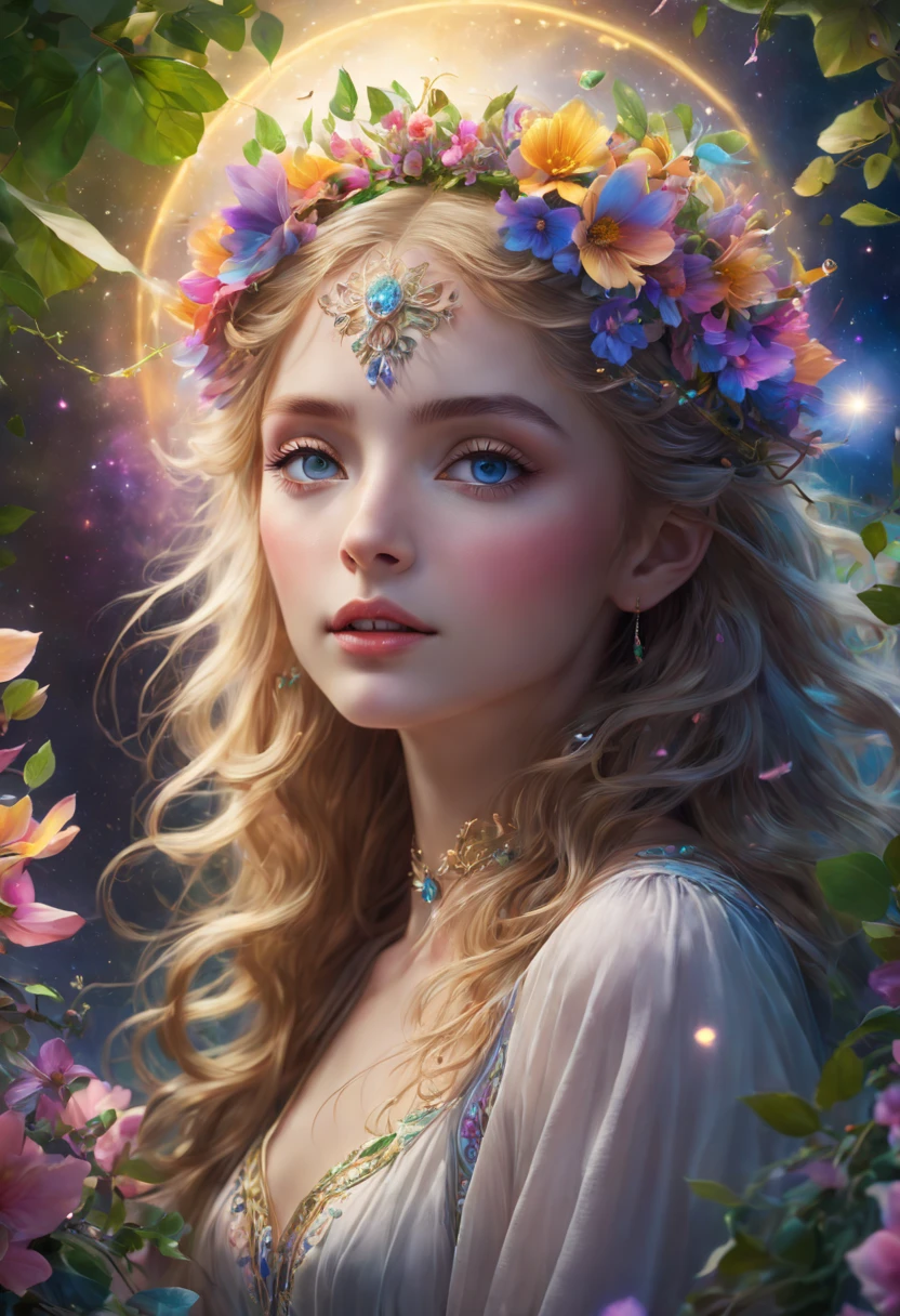 best quality,4k,8k,highres,masterpiece:1.2,ultra-detailed,realistic:1.37,impressionistic,astral colors,dreamlike lighting,ethereal atmosphere,otherworldly charm,magical plant girl,mystical aura,glowing flowers,floating petals,majestic vines,luminous leaves,enchanted garden,fantasy realm,captivating beauty,serene expression,intricate details,delicate features,enchanted eyes,petals in her hair,celestial glow,harmonious colors,mystic energy,surreal atmosphere,evoking wonder,sublime artistry,vibrant hues,mesmerizing creation,ethereal portrait
