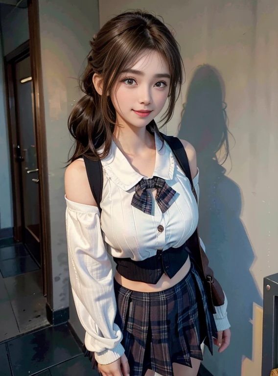 1girl in, Extremely cute face, Amazing face and eyes, (Highly detailed eyes, Highly detailed face), (Hyper-realistic, hight resolution), (Best Quality:1.4), Raw photo, (Realistic, Photorealsitic:1.37), Professional Photography, Cinematic Light, (lace bra:1.25), (Amazing breasts:0.8), (School uniform, Pleated mini-skirt:1.5), (Uniform with open chest), Smile slightly, Sitting, Spread your legs wide, Staring at me, plein air, city, Christmas tree, Christmas Lights, Christmas Ornaments,