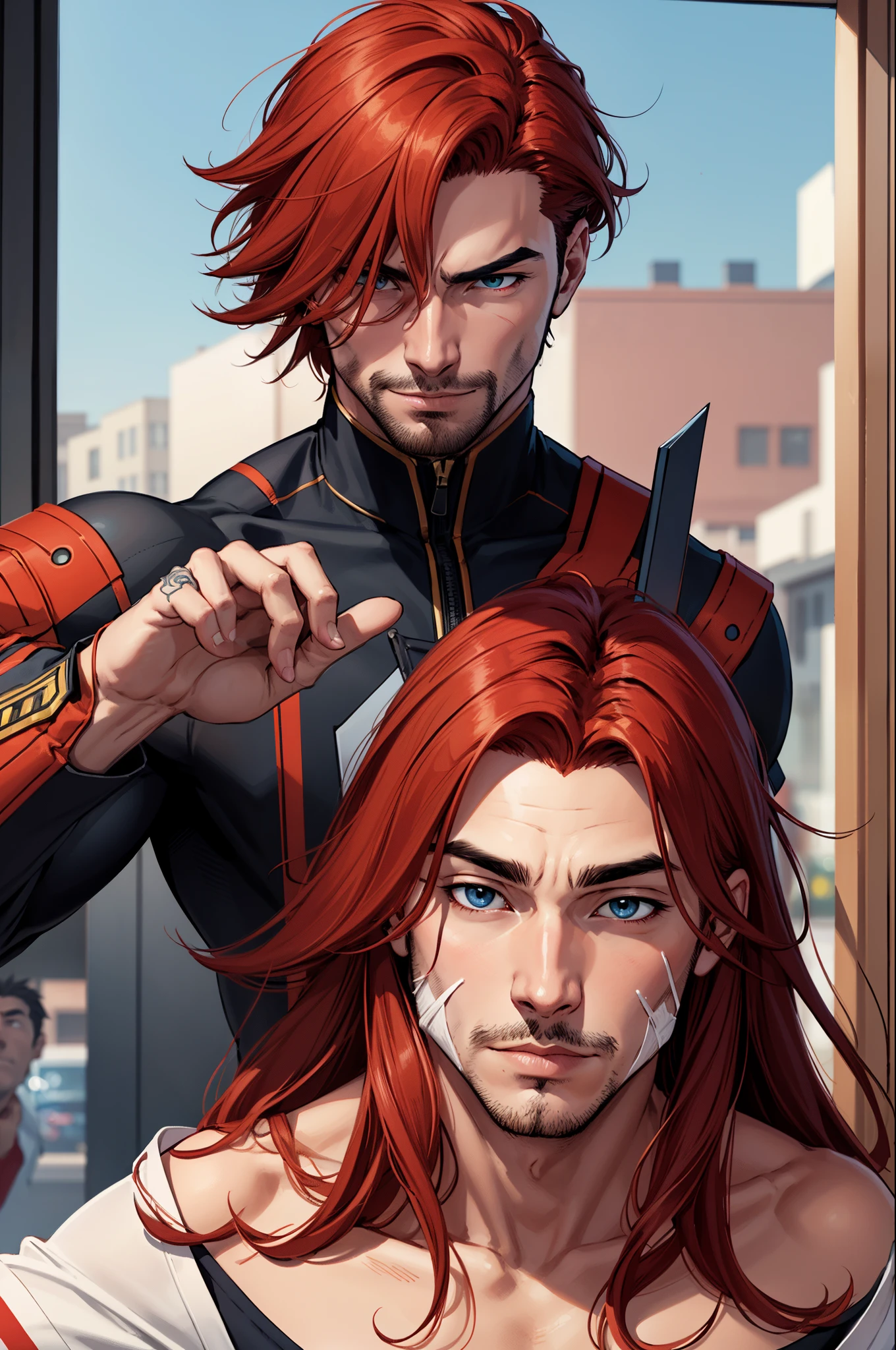 karma akabane long hair facial hair