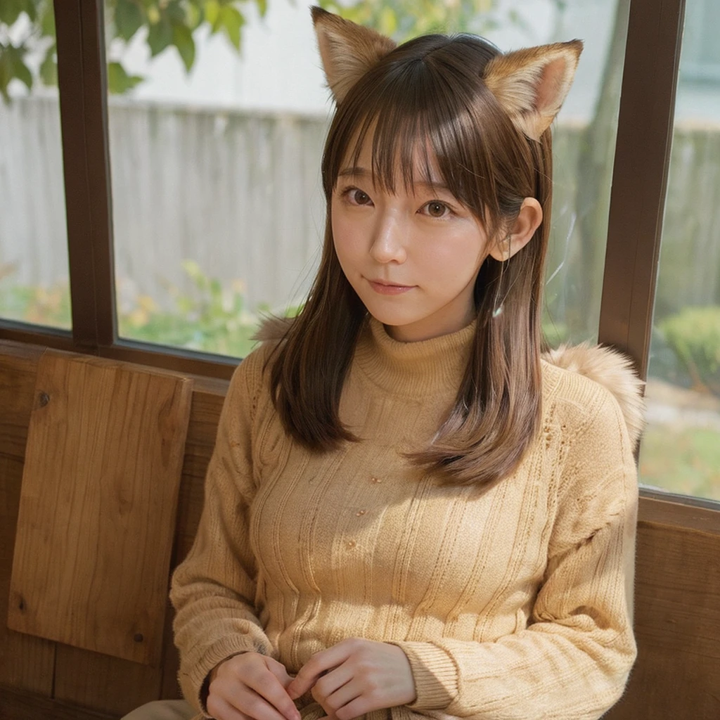 Dongitsune、light brown fox ears、light brown fox tail