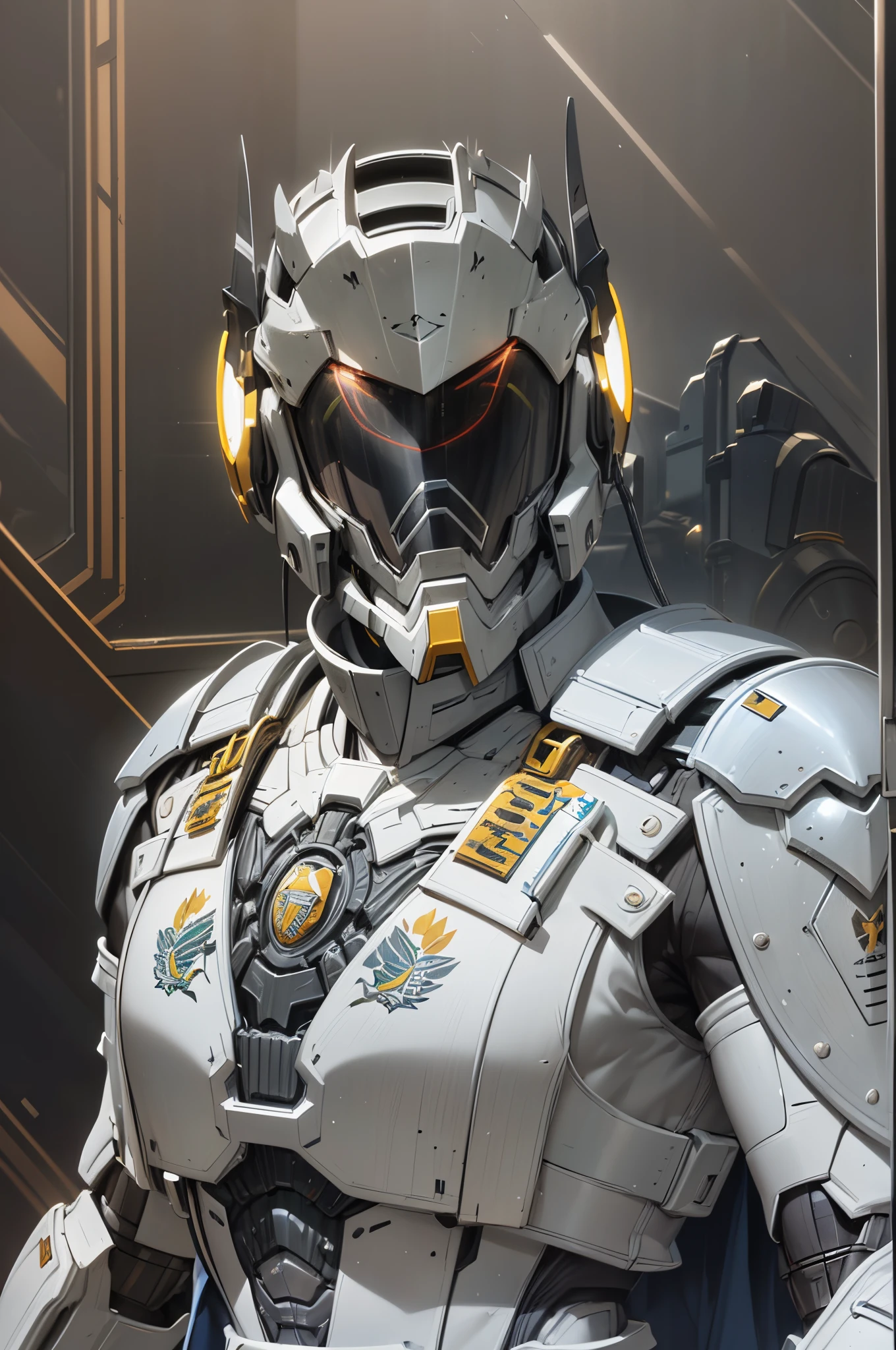 (((An epic and visually stunning digital anime masterpiece featuring a sylphlike masculine ((male:1.5)) decorated military soldier angel clad in a sleek yet tactical armored yet decorated military trench coat:1.2))), (((flat masculine male chest:1.5, mechanical mecha knight head with a narrow visor:1.5))), (((the character is adorned in a (scifi tactical armored open front trench coat with a built in exoskeleton, hood pulled up) (over a form fitted armor plated yet super sleek and revealing under suit with waist cut outs), the armor plating on the upper arms and shoulders beautifully engraved))):1.4. The image showcases the intricacies of the character’s armor and clothing:1.5, ((capturing their flamboyant essence and heavy mecha aesthetic:1.2)). The character also possesses an androgynous charm, (((with slim yet heavily muscled physique:1.2, sylphlike with a sleek waist, toned yet beautifully sleek cybernetic arms:1.3, mechanical arms and legs:1.3, mecha muscles:1.3))), looking at viewer, (((dieselpunk:1.3)))