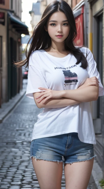 Top quality, detailed background, girl, Eurostreet, random wear