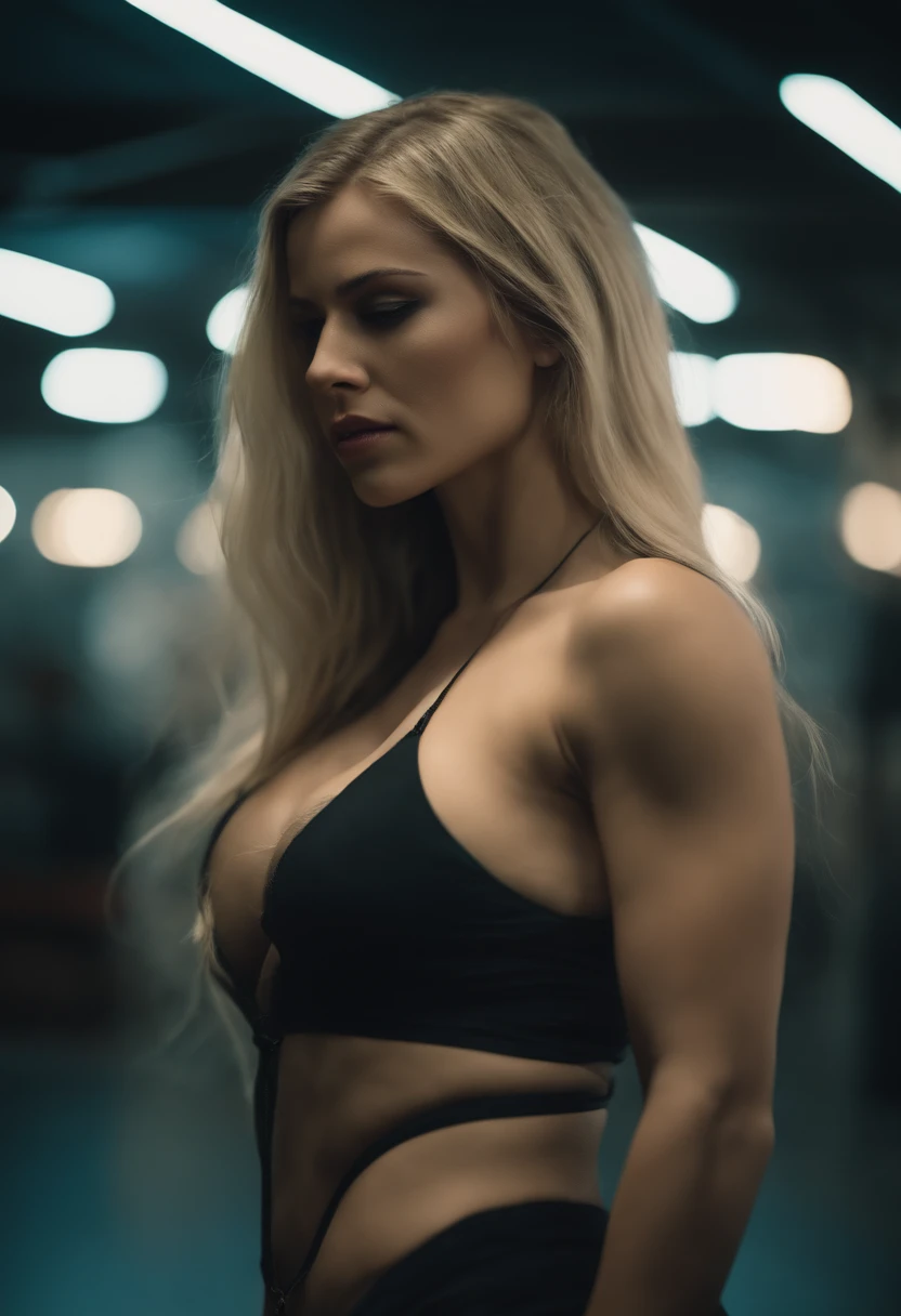 Long hair, Blond, beautiful, muscular, sexy, shy, large breasts, thick ass, thin waist,lucy \(cyberpunk\), dripping cum, pussy, gaping pussy