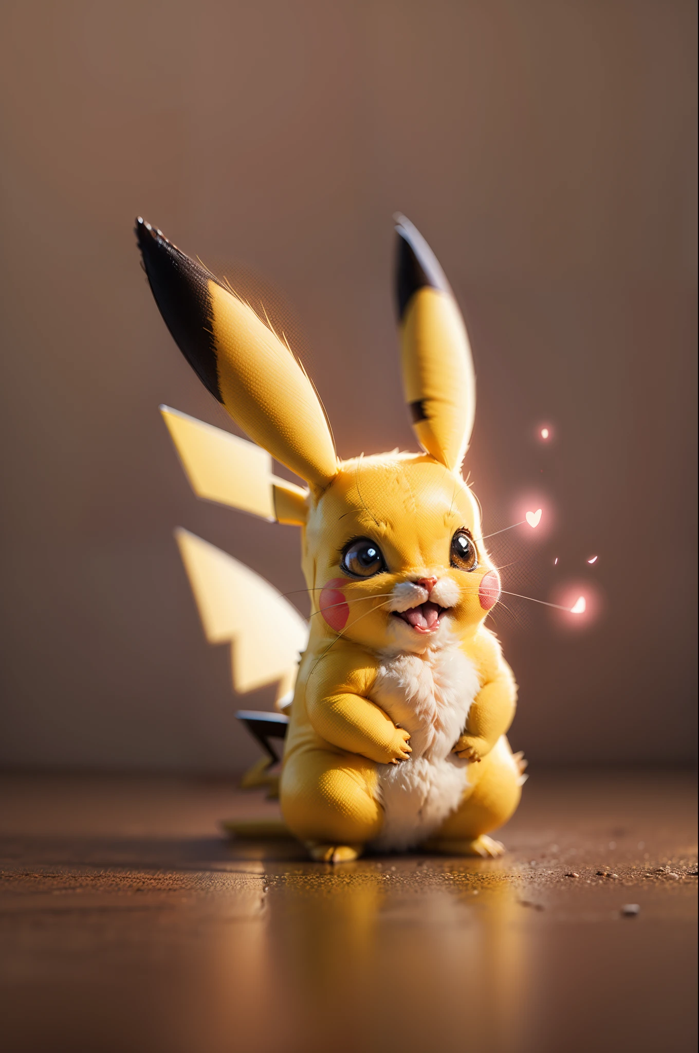 Pikachu in Pokémon in depth focus,Warm colors,pink back ground,Simple, --auto --s2