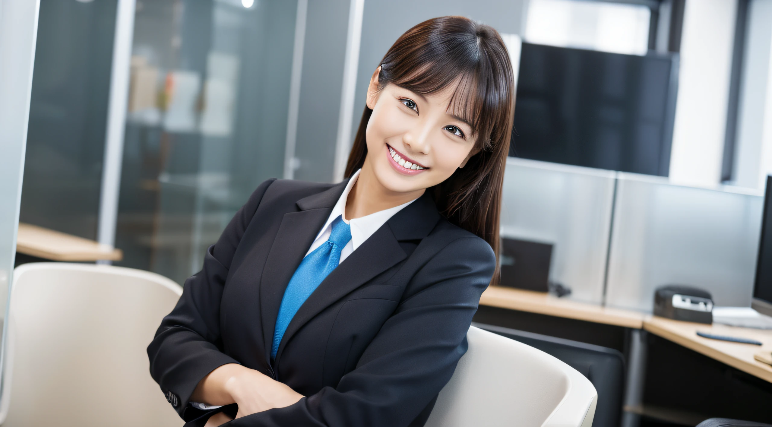 businessman woman　s Office　A smile