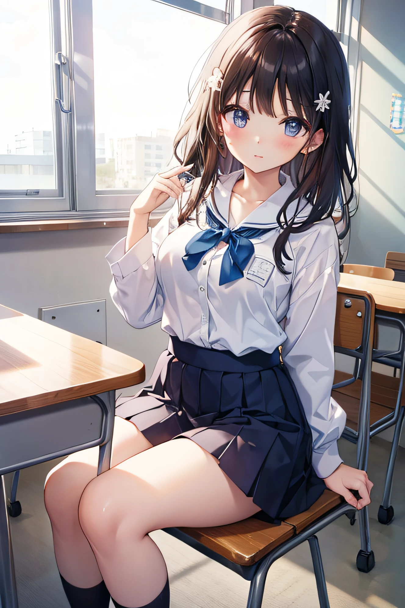 beautiful Girl stare 校服 Classroom invite