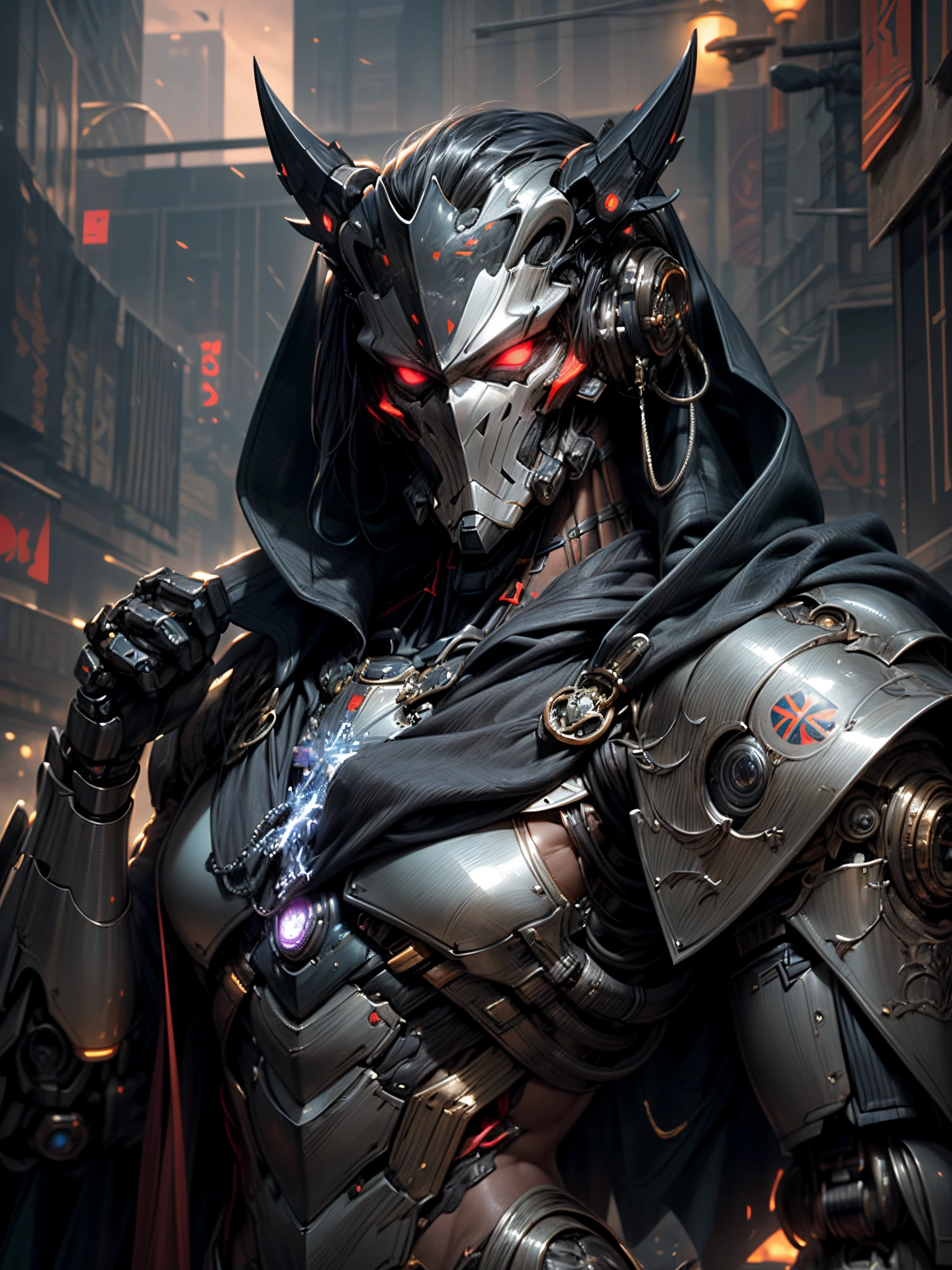 (((An epic and visually stunning digital anime masterpiece featuring a sylphlike masculine ((male:1.5)) decorated military soldier angel clad in a sleek yet tactical armored yet decorated military trench coat:1.2))), (((flat masculine male chest:1.5, mechanical mecha knight head with a narrow visor:1.5))), (((the character is adorned in a (scifi tactical armored open front trench coat with a built in exoskeleton, hood pulled up) (over a form fitted armor plated yet super sleek and revealing under suit with waist cut outs), the armor plating on the upper arms and shoulders beautifully engraved))):1.4. The image showcases the intricacies of the character’s armor and clothing:1.5, ((capturing their flamboyant essence and heavy mecha aesthetic:1.2)). The character also possesses an androgynous charm, (((with slim yet heavily muscled physique:1.2, sylphlike with a sleek waist, toned yet beautifully sleek cybernetic arms:1.3, mechanical arms and legs:1.3, mecha muscles:1.3))), looking at viewer, (((dieselpunk:1.3)))