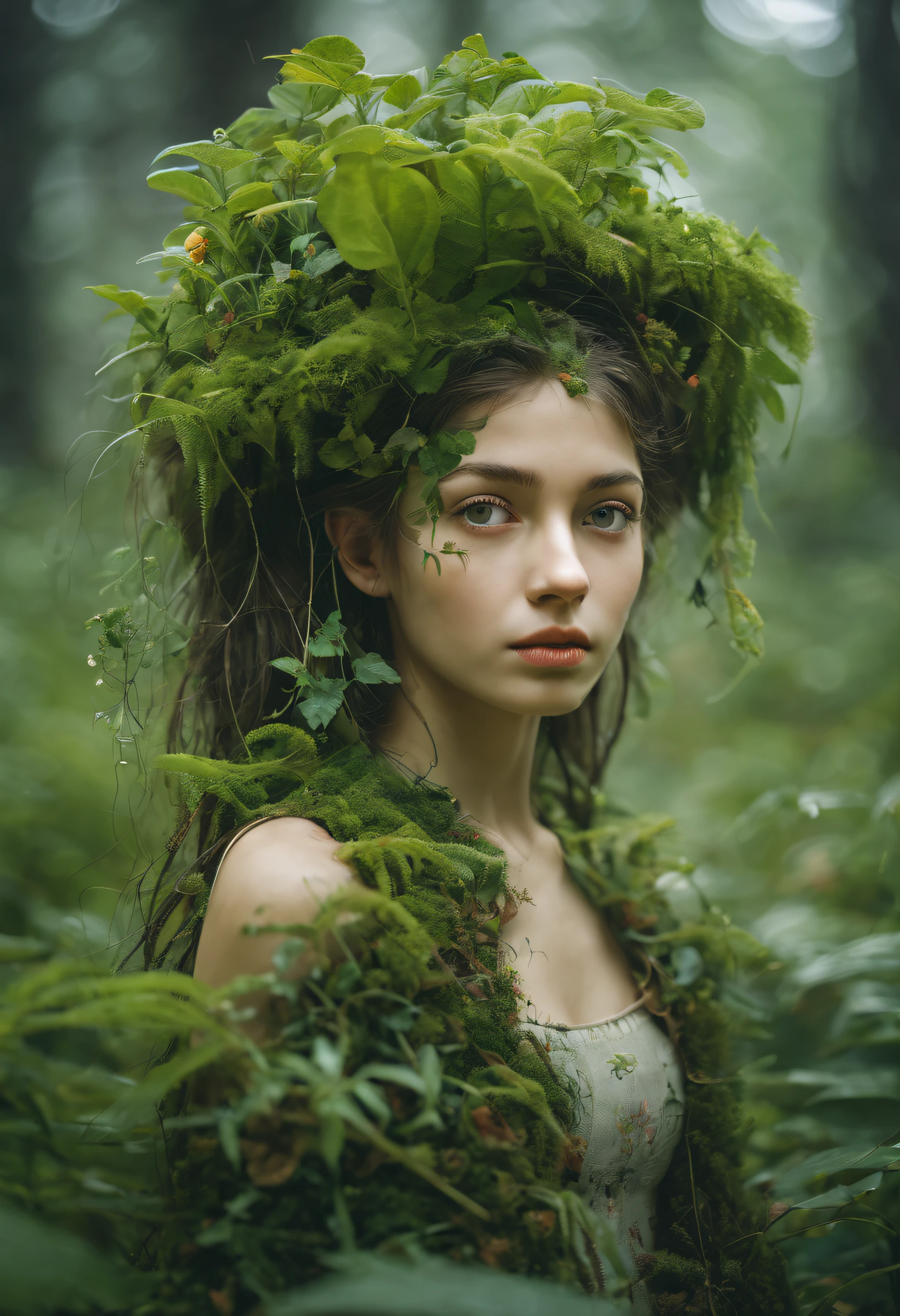 woman slowly transforms into nature