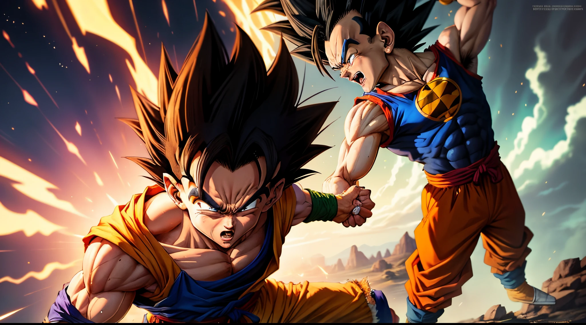 Goku peleando con vegeta