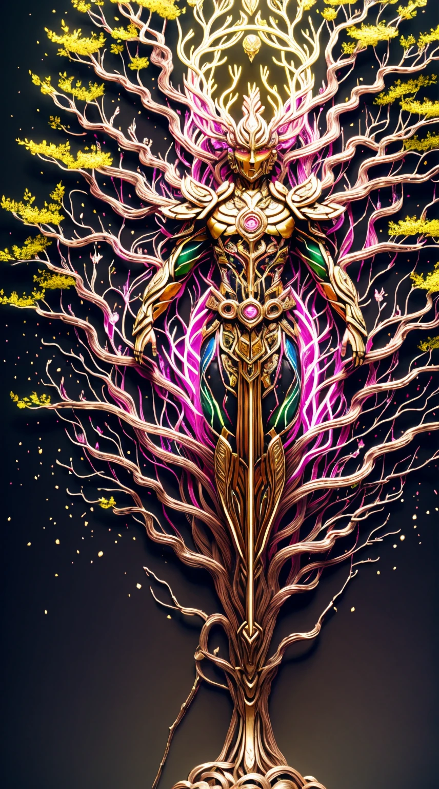 Beautiful line art photo,Use gold strokes and rainbow paint,Golden maiden,the golden ratio,Melted wax,Visible brush strokes,surrounded by crystal spheres,3D Mosaic Wireframe,neuroimaging,neurons,The Tree of Life,colours,california,intense emotion,oil on the canvas,Thick strokes,insanely details,8k ultra high definition,tmasterpiece,art stations,ultra-realistic realism