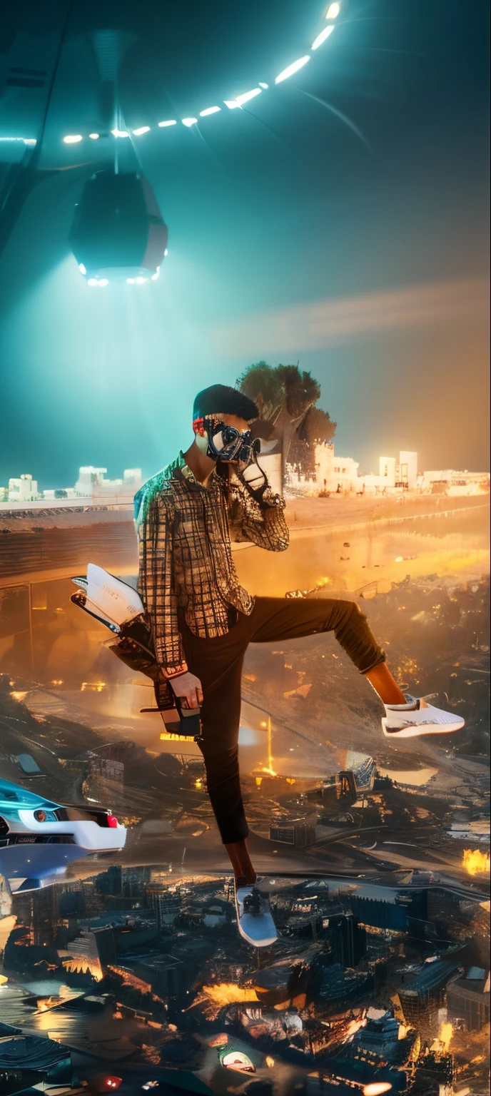 A boy holding goggle Futuristic background realistic face 8k high quality hd