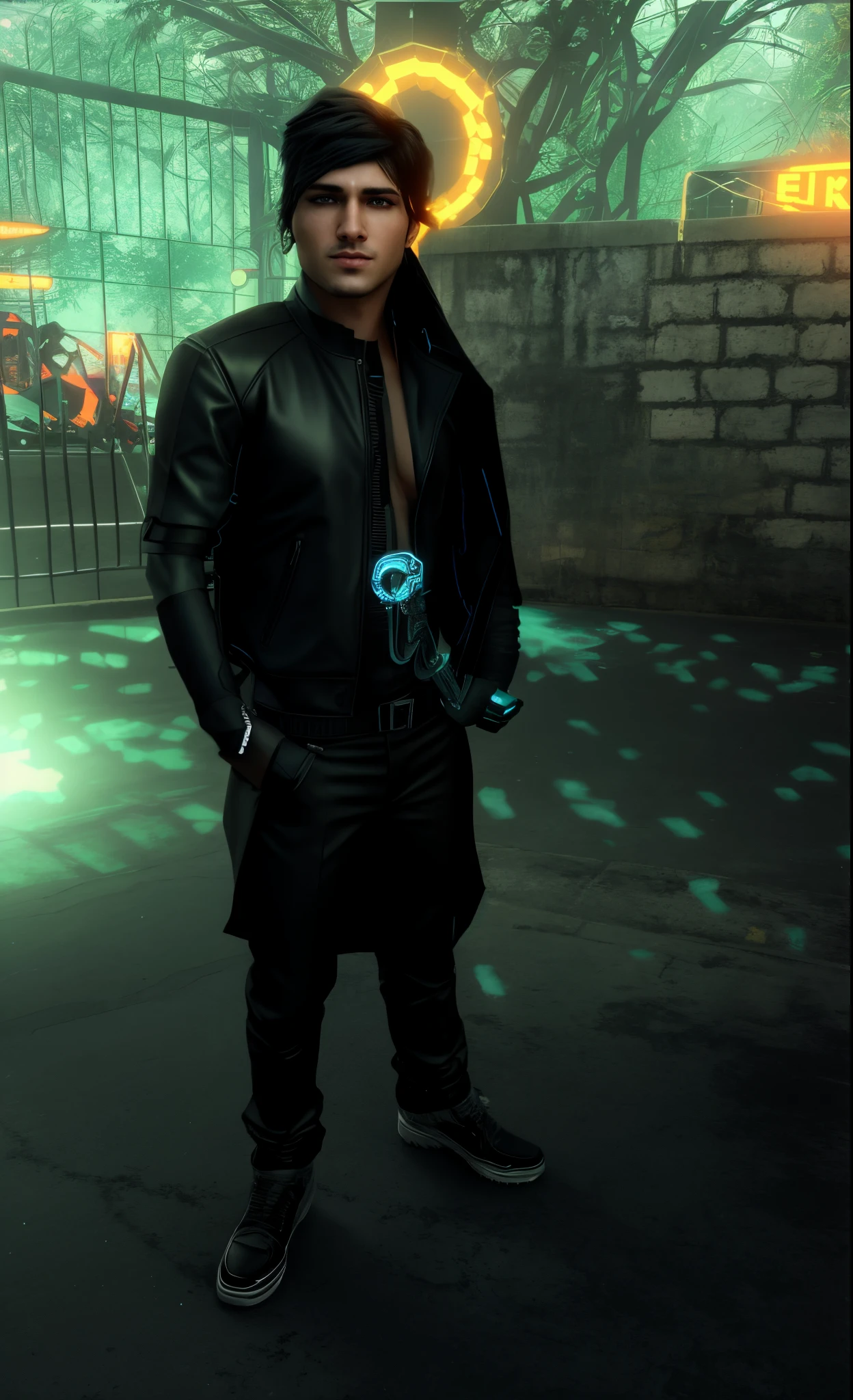 Change background cyberpunk handsome boy, realistic face, 8k, ultra realistic,