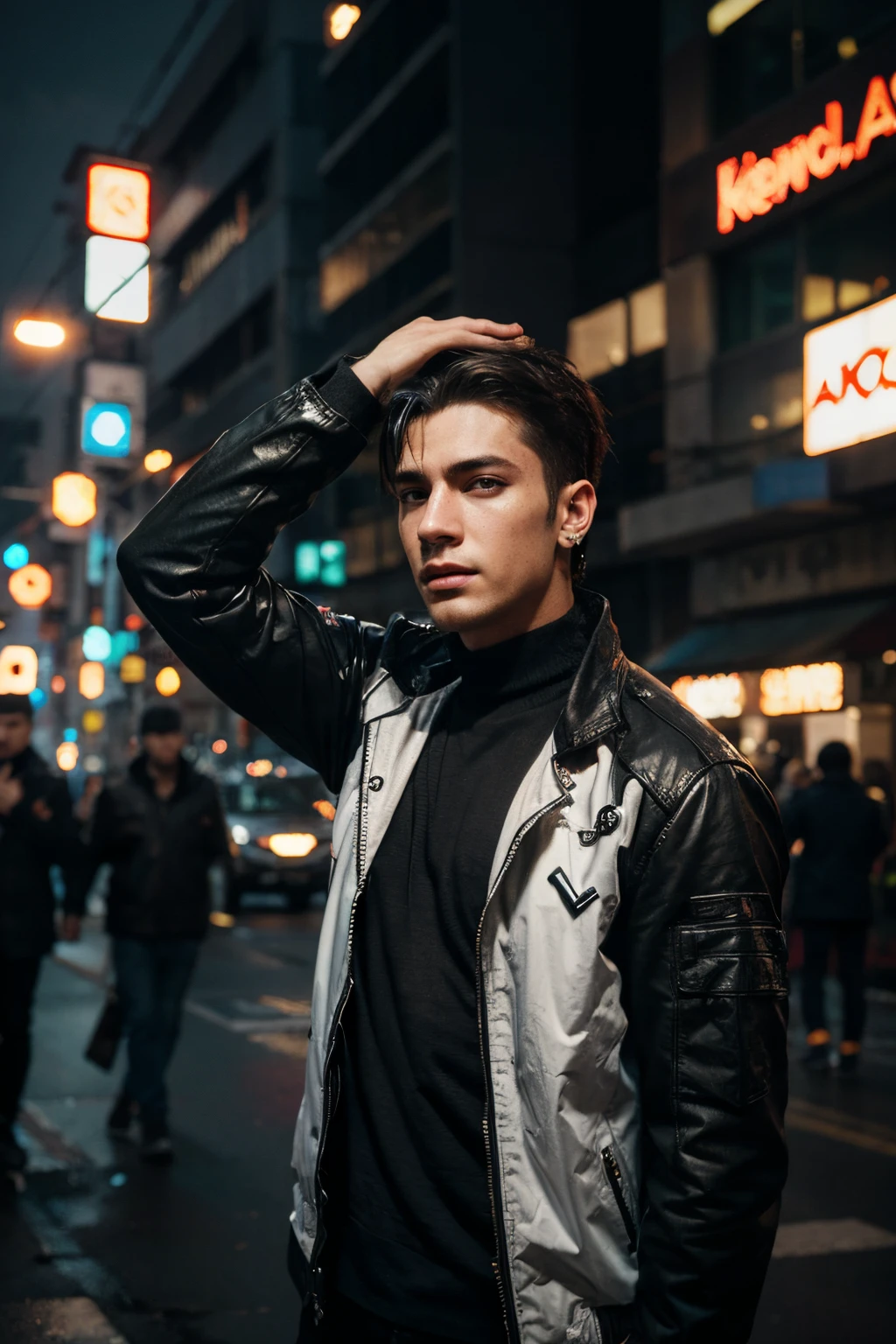 Cyberpunk handsome boy, realistic face,