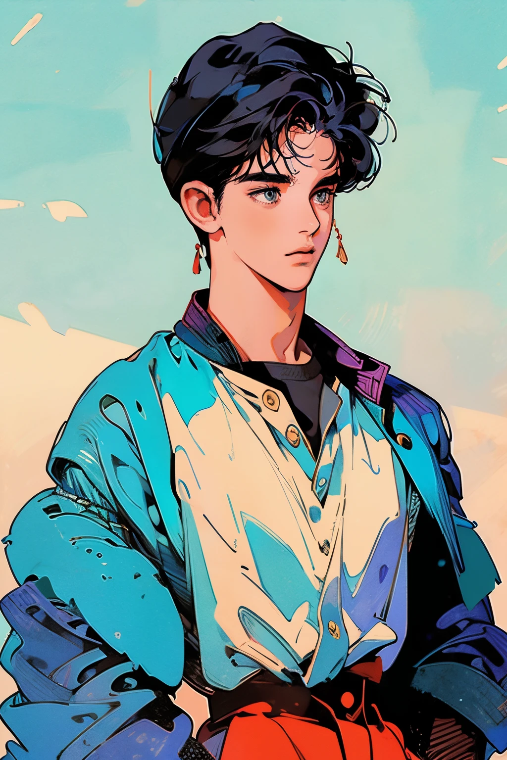 1 ((boy)) , mage, hat, extremely detailed, looking at viewer (masterpiece, best quality: 1.2), male man, boy, Aladdin, handsome, details clothes