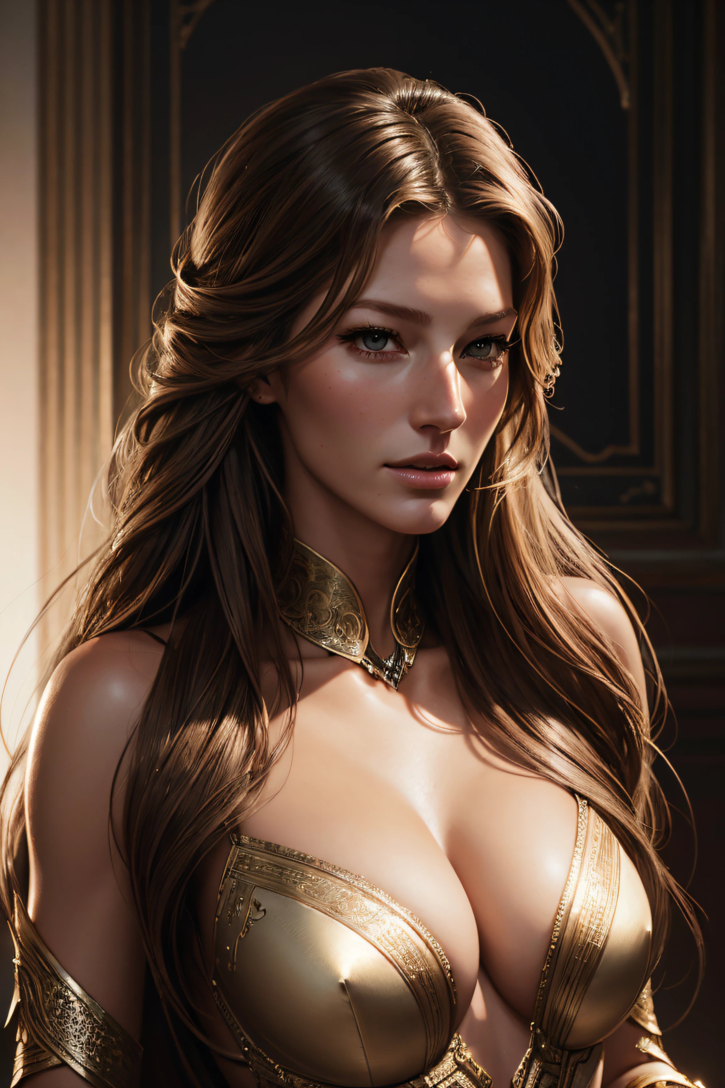 Gisele Bündchen, sexy clothes, character portrait, 2 9 9 0 s, long hair, intricate, elegant, highly detailed, digital painting, artstation, concept art, smooth, sharp focus, illustration, art by wlop, charlie bowater and alexandra fomina