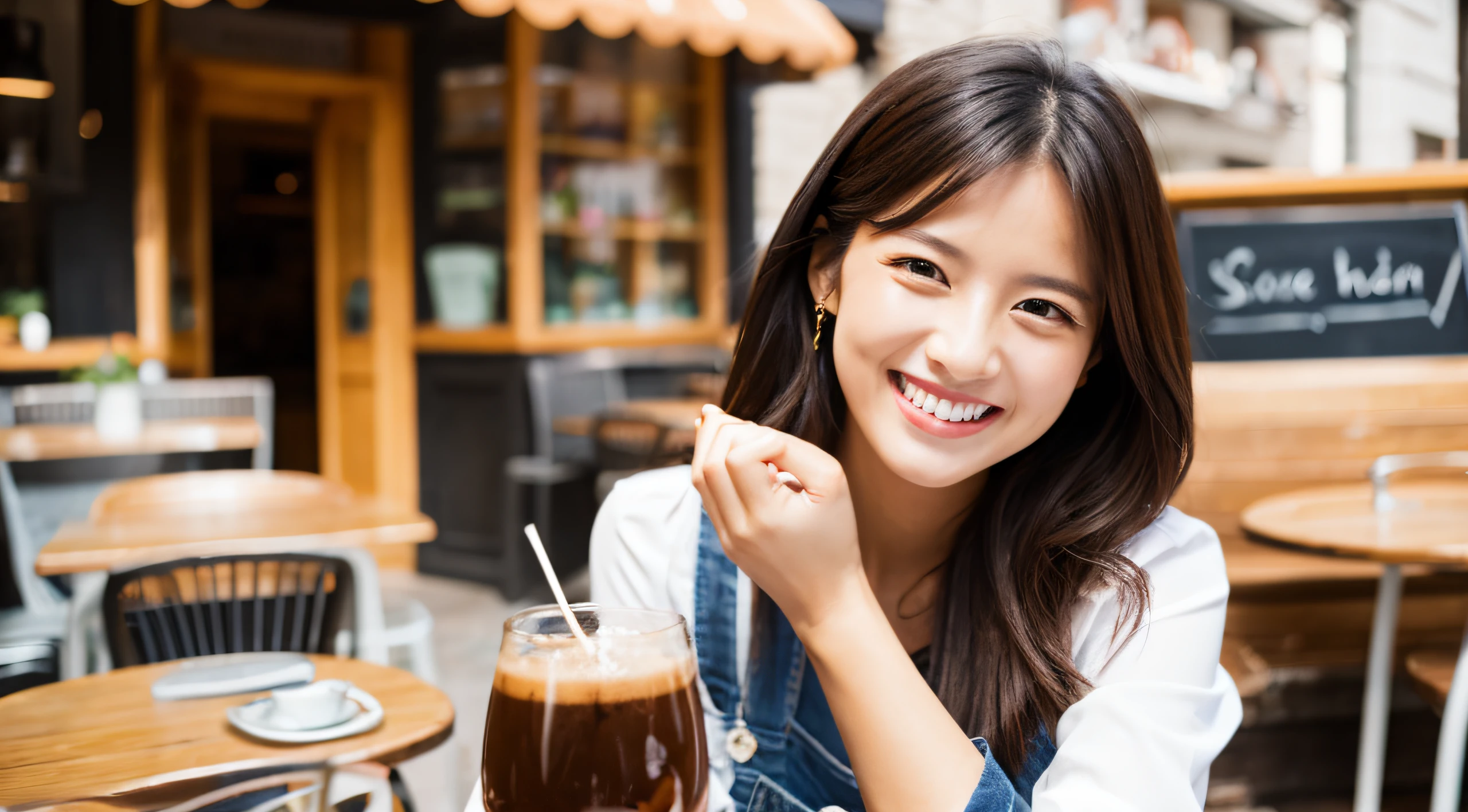 Stylish café Smiling Woman