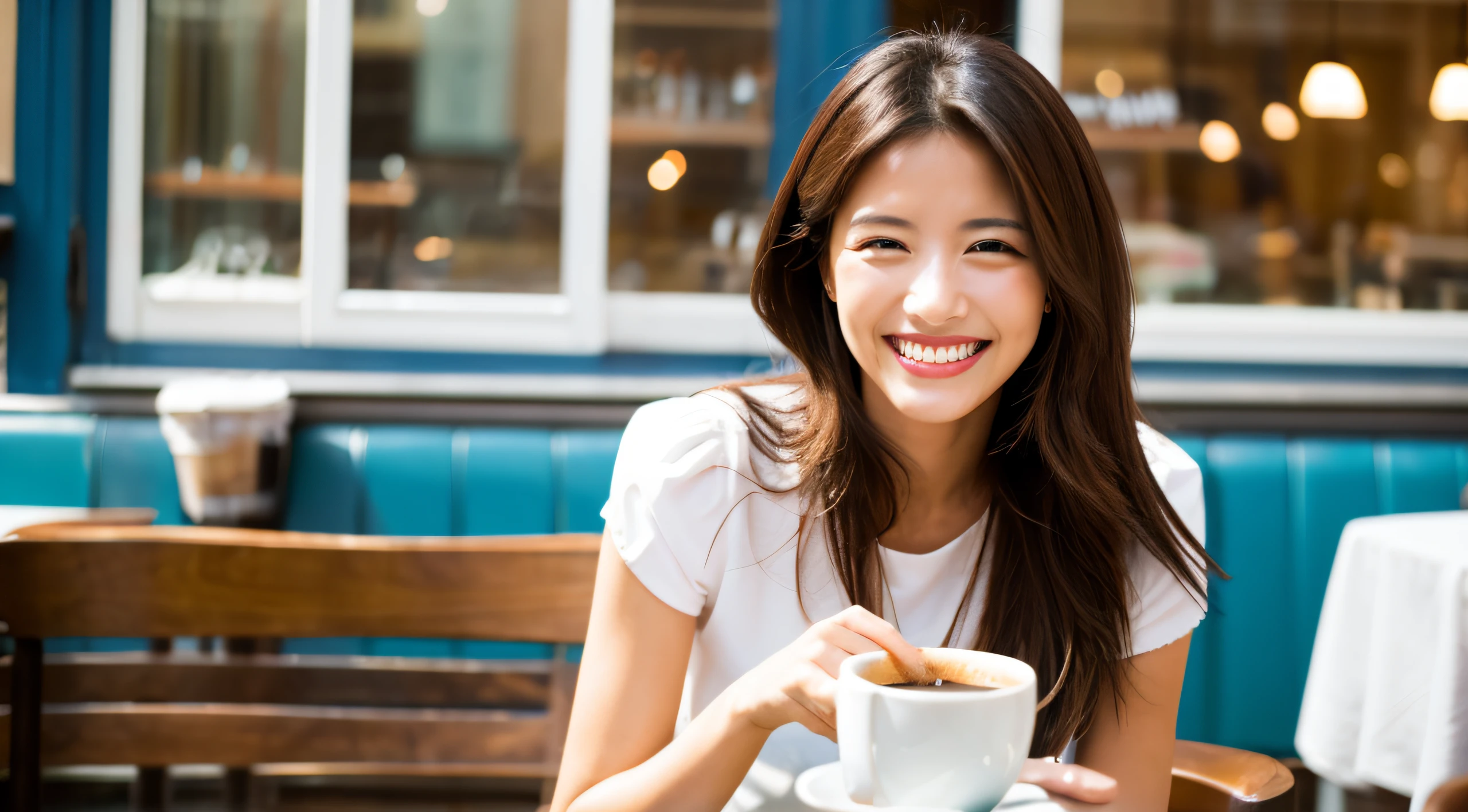Stylish café Smiling Woman