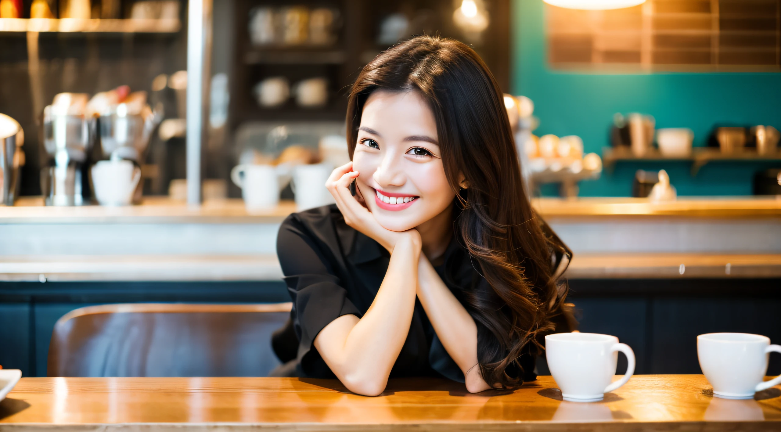 Stylish café Smiling Woman