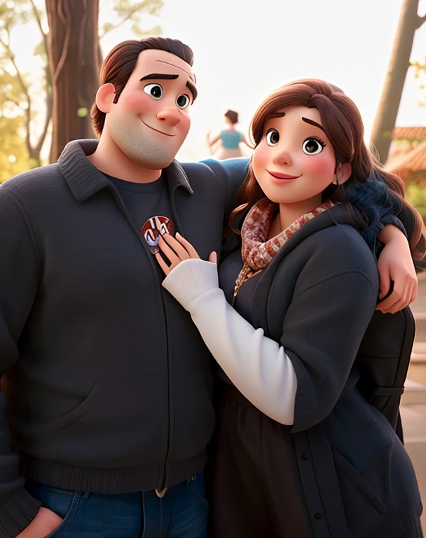 Turn the couple in the photo into Disney Pixar characters.