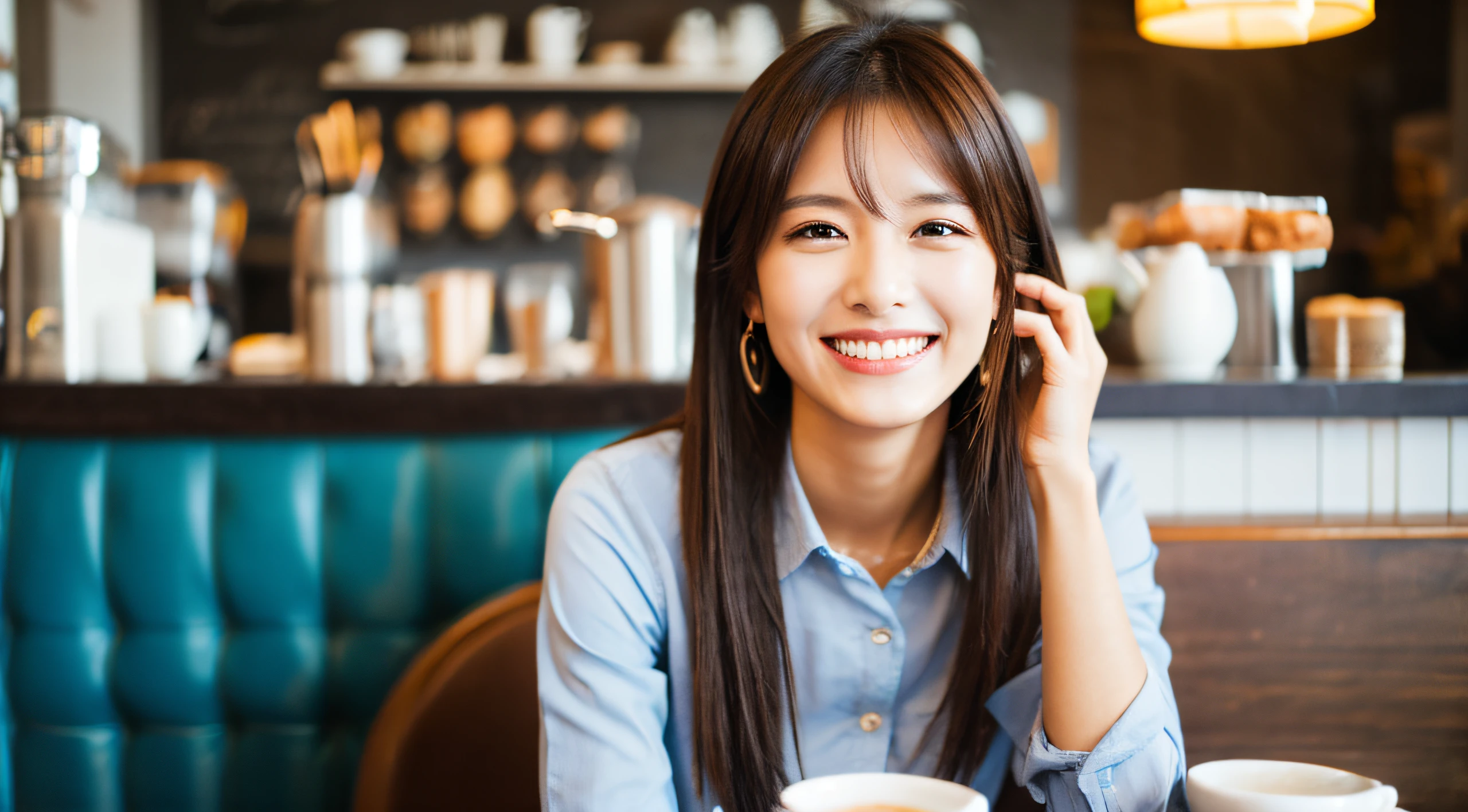 Stylish café Smiling Woman