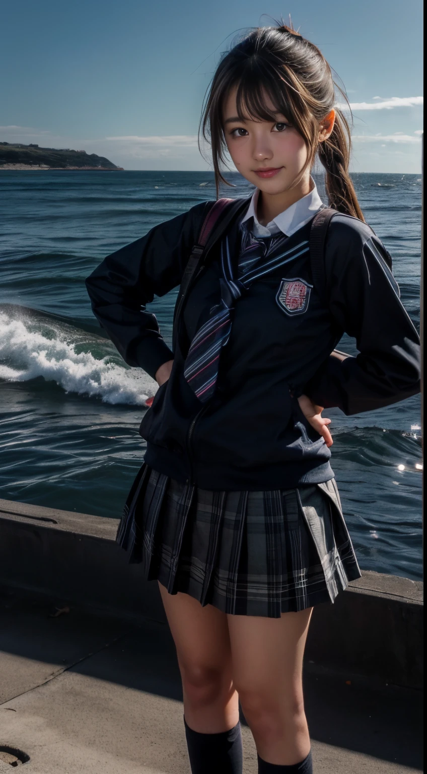 schoolgirls, Bust photo, sea beach, spray