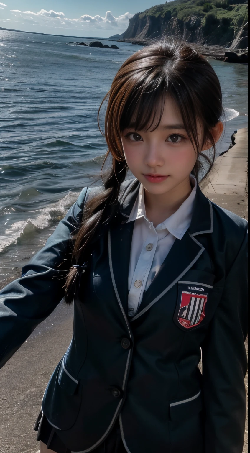 schoolgirls, Bust photo, sea beach, spray