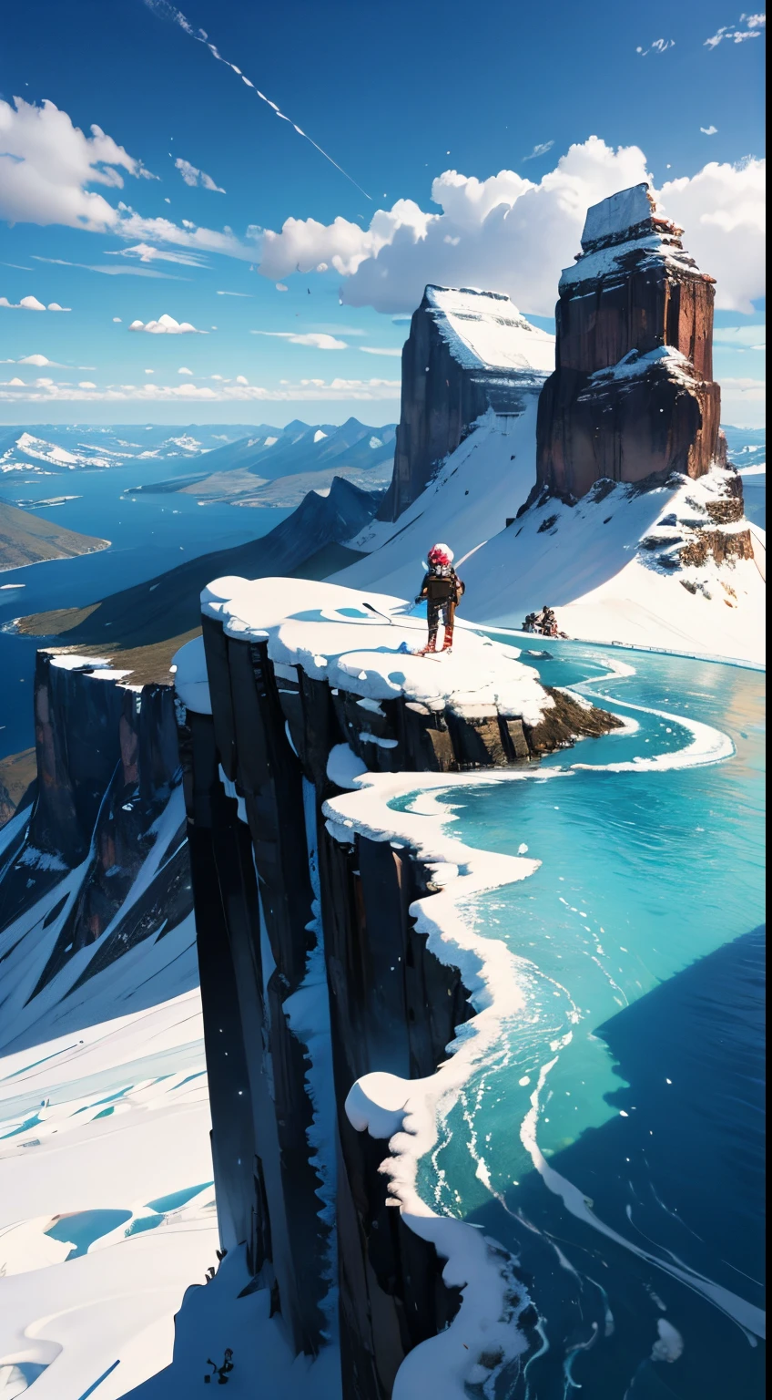 8K、Best Quality、masutepiece、((glacia)):2、cliff、falls、(mont、Summit of Mt)、South Pole