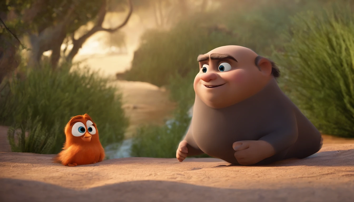 Pixar, talking with an angel bible times, all dress up like bible times, fundo branco, barnet, Tom, Estilo Pixar, ..3d, desenhos animados, rosto detalhado, asymmetrical 16k, high quaity, clean, smooth face, no deformed body parts.