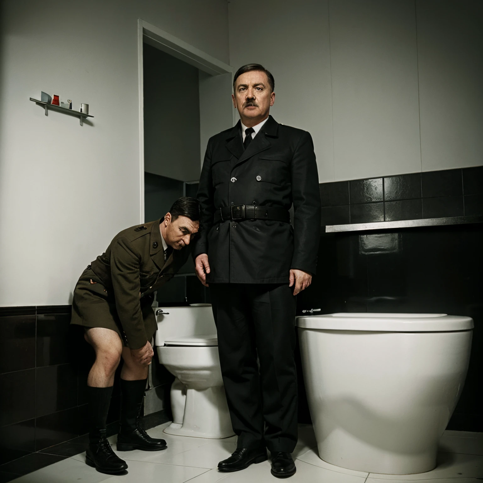 (masterpiece), best quality, (((old man in a green suit hugs hugs hugs)) (((nude naked nude naked young teen girl who wears a side cap and short hair))) and waves an American flag and American flag and has short chignon hair and has medium breast and nipple and ass and earring and dog tags and black leather gloves, world map on wall in background, classroom setting, classroom, man student in the background,
