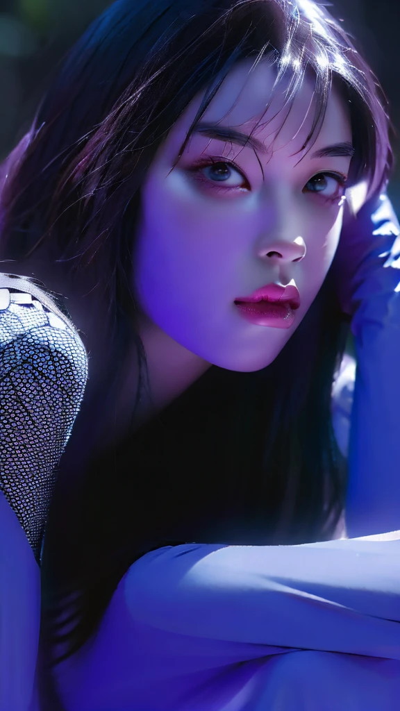(gyeongsan:1.5), close up, masterpiece, best quality, raw photo, photorealistic, face, incredibly absurdres, beautiful girl, cute, short hair, depth of field, highres, ultra-detailed, finely detail, extremely detailed, extremely detailed eyes and face, sharp pupils, realistic pupils, sharp focus, ccinematic lighting spider - man and the sinister spider - woman, spider - gwen, spider-gwen, ( ( spiderwoman ) ), spider woman, spiderverse, spider - verse art style, gwen stacy, textless, spider gwen, miles morales, into the spider verse, into the spiderverse, artgerm and ilya kuvshinov, marvelous, spiderwoman!!A  girl with long black hair that  wavy on the bottom, wearing a purple and black spiderman outfit with a purple hoodie and four piercings in each ear. Spider-Man in purple titanium armor, hdr, hyper HD, 6.40,000, highly detailed, professional photoshooting：Sergio Nogueira, trending on artstationh, unreal-engine, Vivid colors, High-resolution scanning，cinmatic lighting + 35mm， photography of + bokeh + lens flare glow + filmgrain， aesthetics，natural soft light，Blender and Photoshop，The trend is at ArtStation， iolibt， vfx，concept-art，، simple，ultra - detailed，Detailed drawing，vectorised，contours，profesional lighting，hyper HD，（Photorealsitic:1.4），RAW photography,Perfect eyes，8k